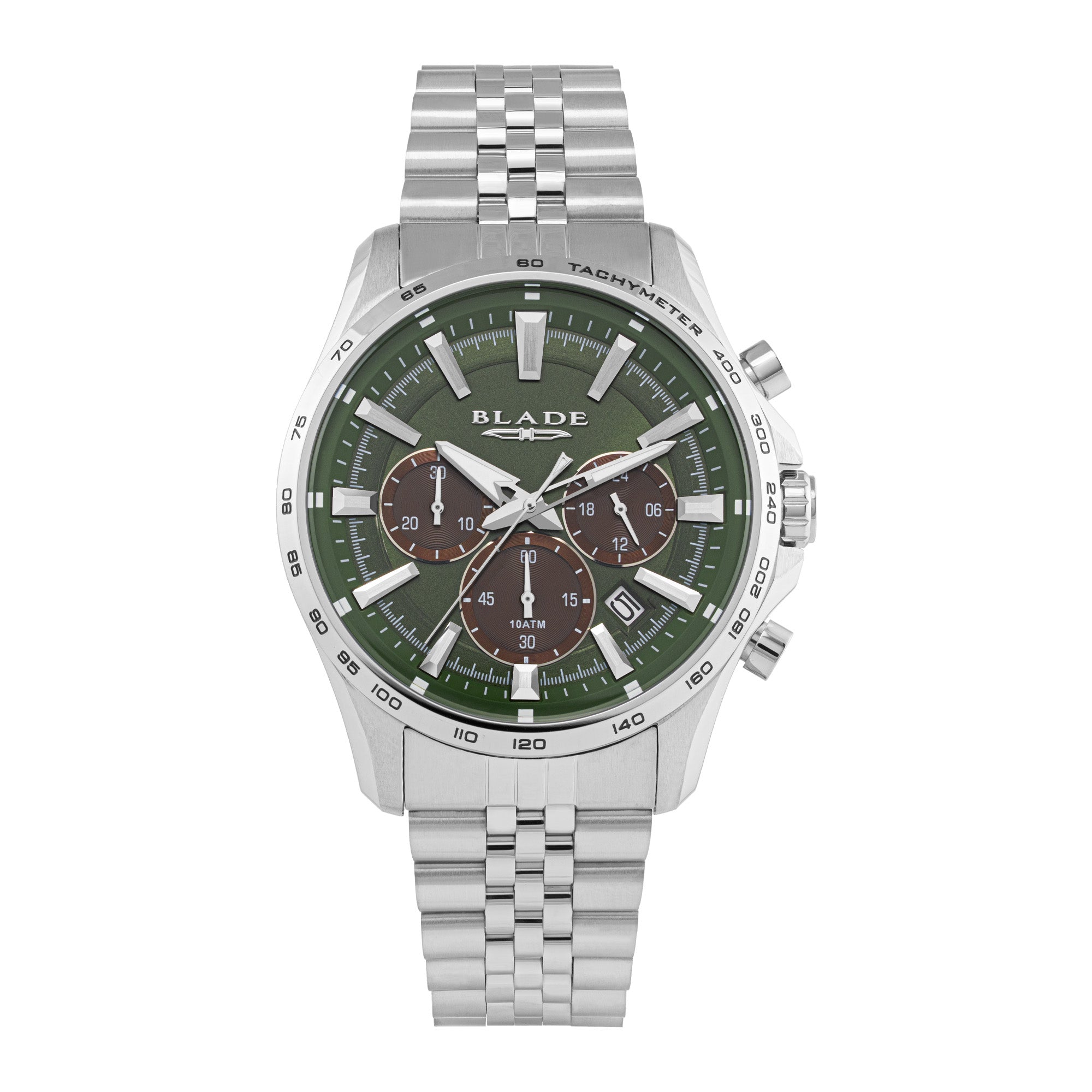 BLADE Trailblazer Khaki SS Case & Band Chronograph Men's Watch