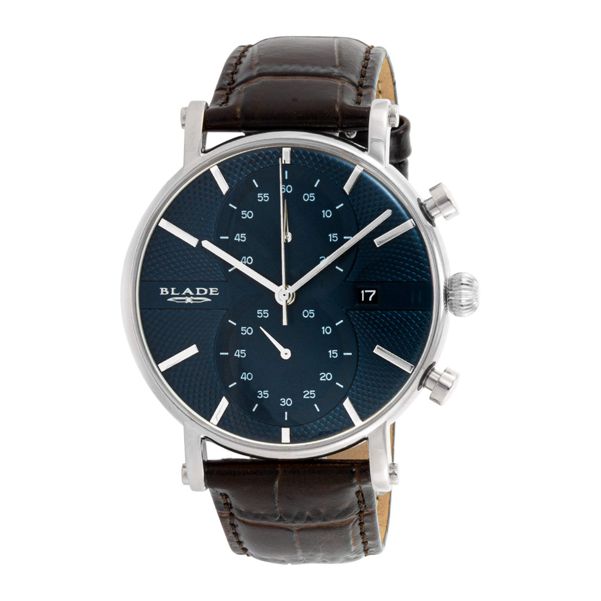 BLADE AURA BLUE 3724G1SBO SS CASE & LEATHER STRAP CHRONOGRAPH MEN'S WATCH