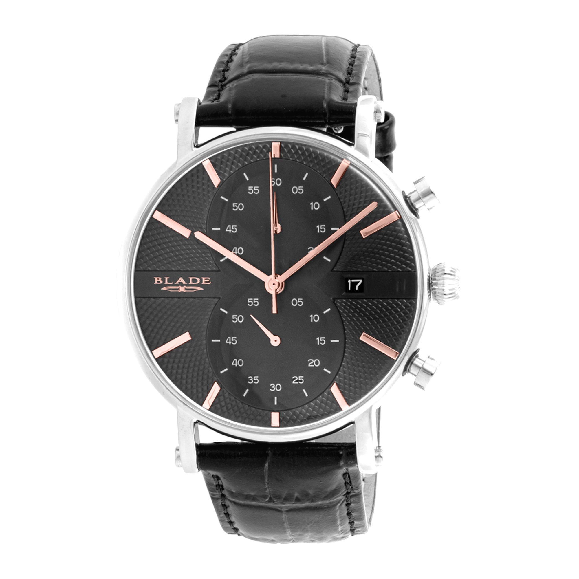 BLADE AURA GREY 3724G1SGN SS CASE & LEATHER STRAP CHRONOGRAPH MEN'S WATCH