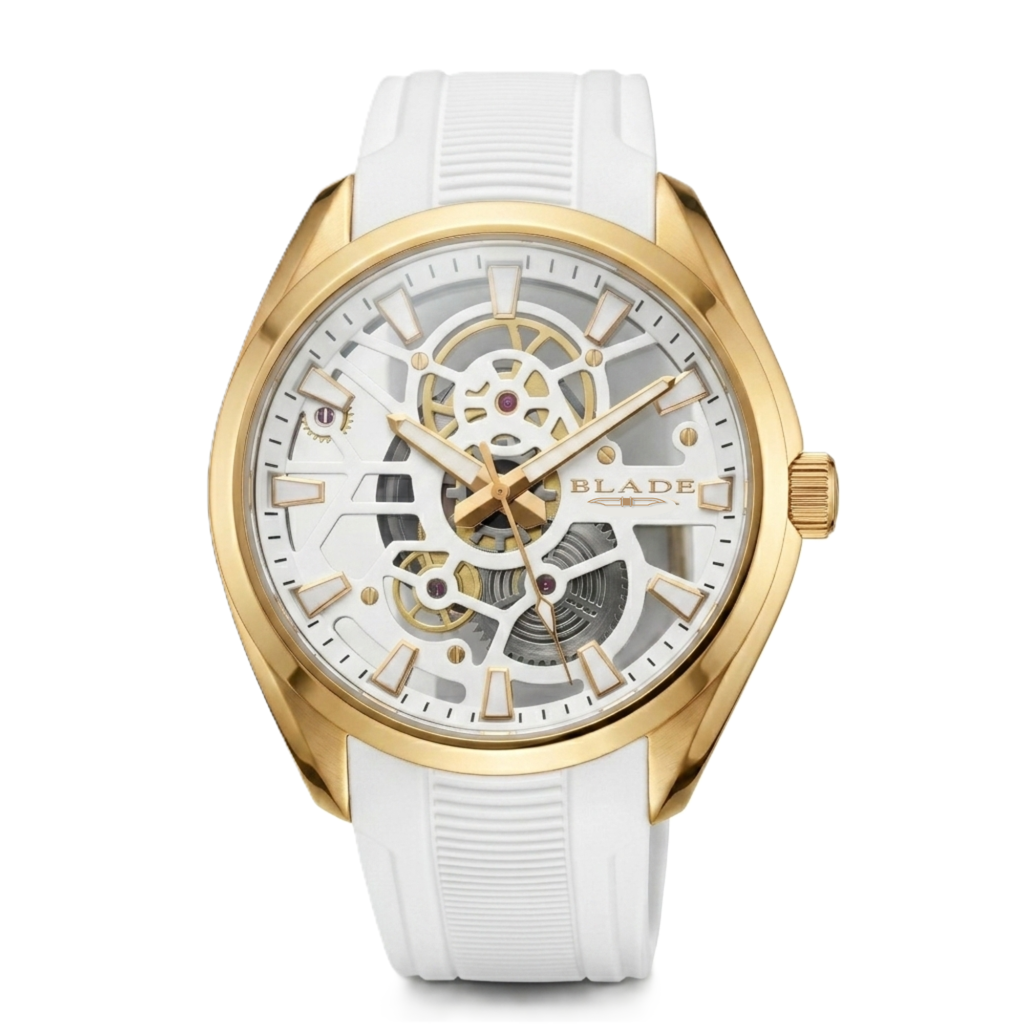 BLADE Rogue Gold SS Case & Silicone Strap Three-hands Men's Watch