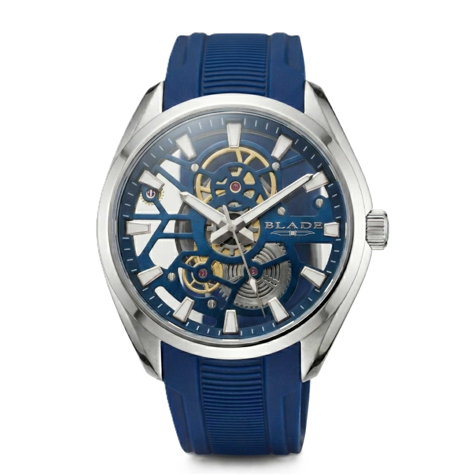 BLADE Rogue Blue SS Case & Silicone Strap Three-hands Men's Watch