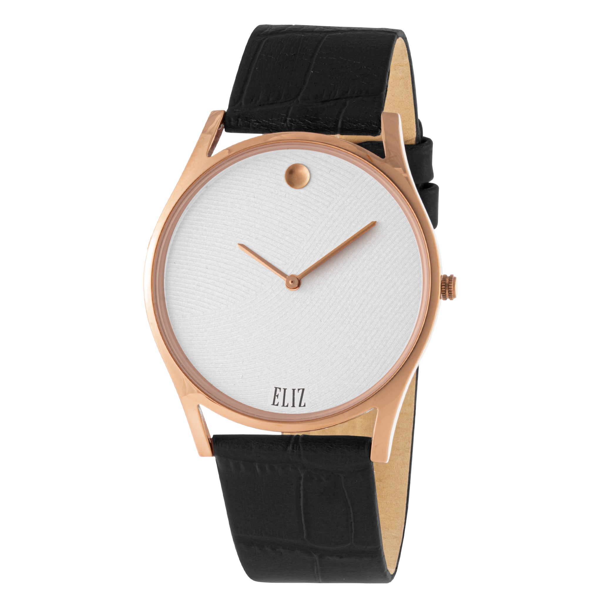 ELIZ ES8711G1RSN PVD Rose Gold Case Black Leather Men's Watch