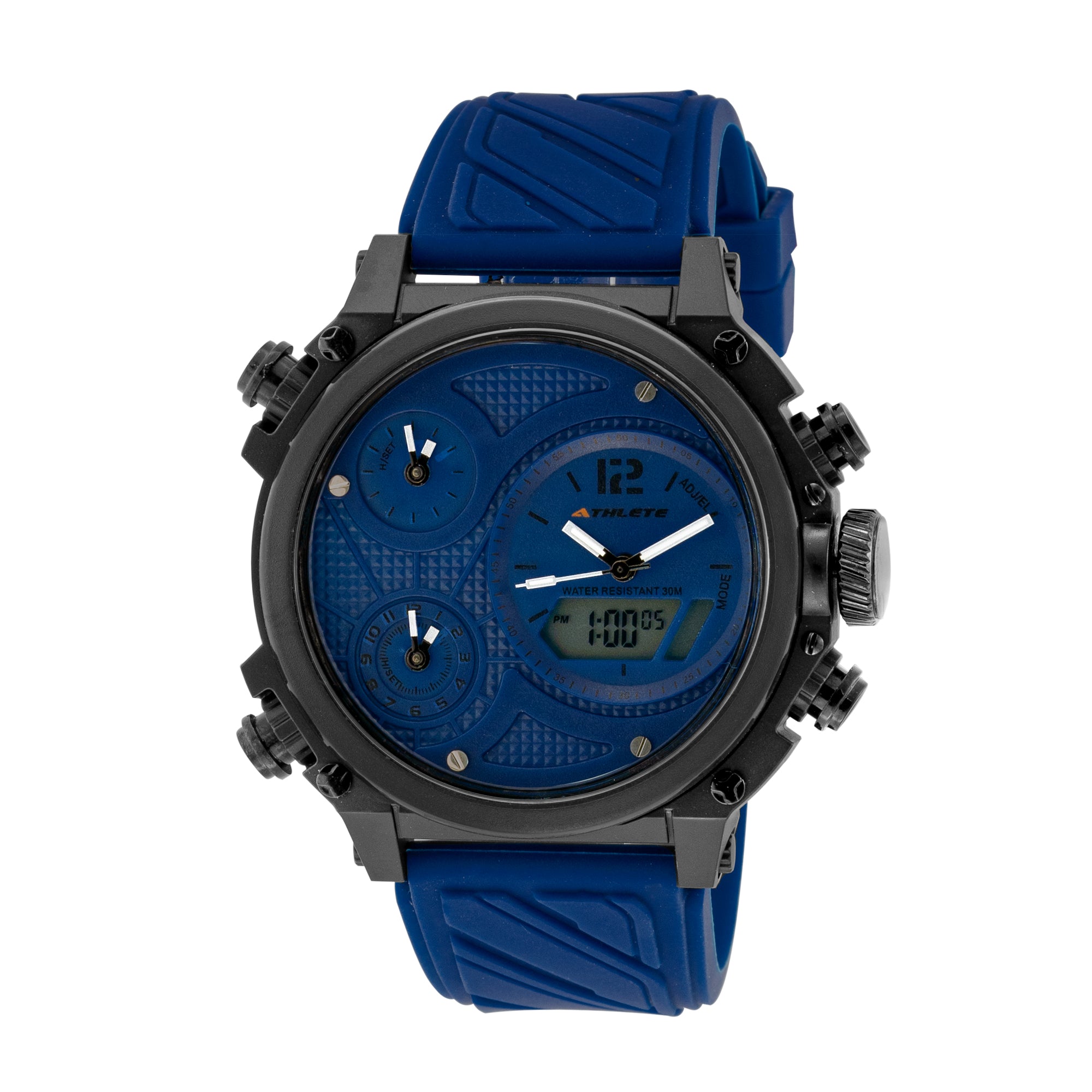 ELIZ ES8780G8BBB PC Case & Silicone Strap Analog Digital Men's Watch - Front