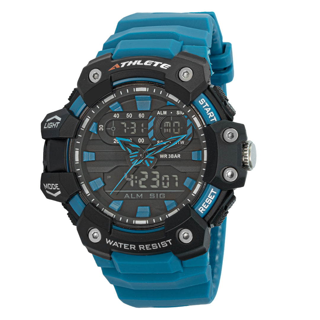 ELIZ ES8782G8NBB PU Case Strap Analog-Digital Men's Watch - Front
