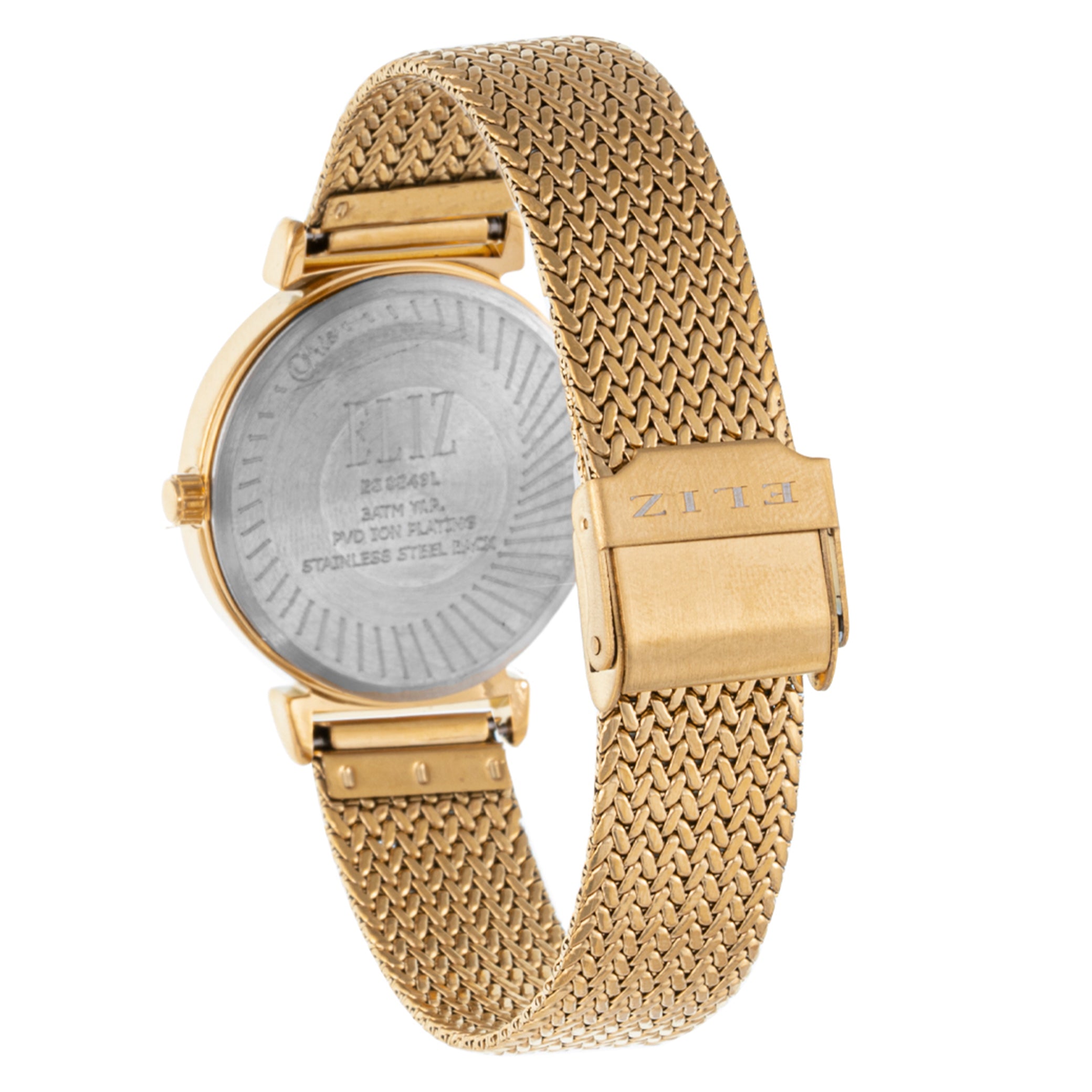 ELIZ ES8849L2GEG SS Caseback & Mesh Strap 2-Hands Women's Watch