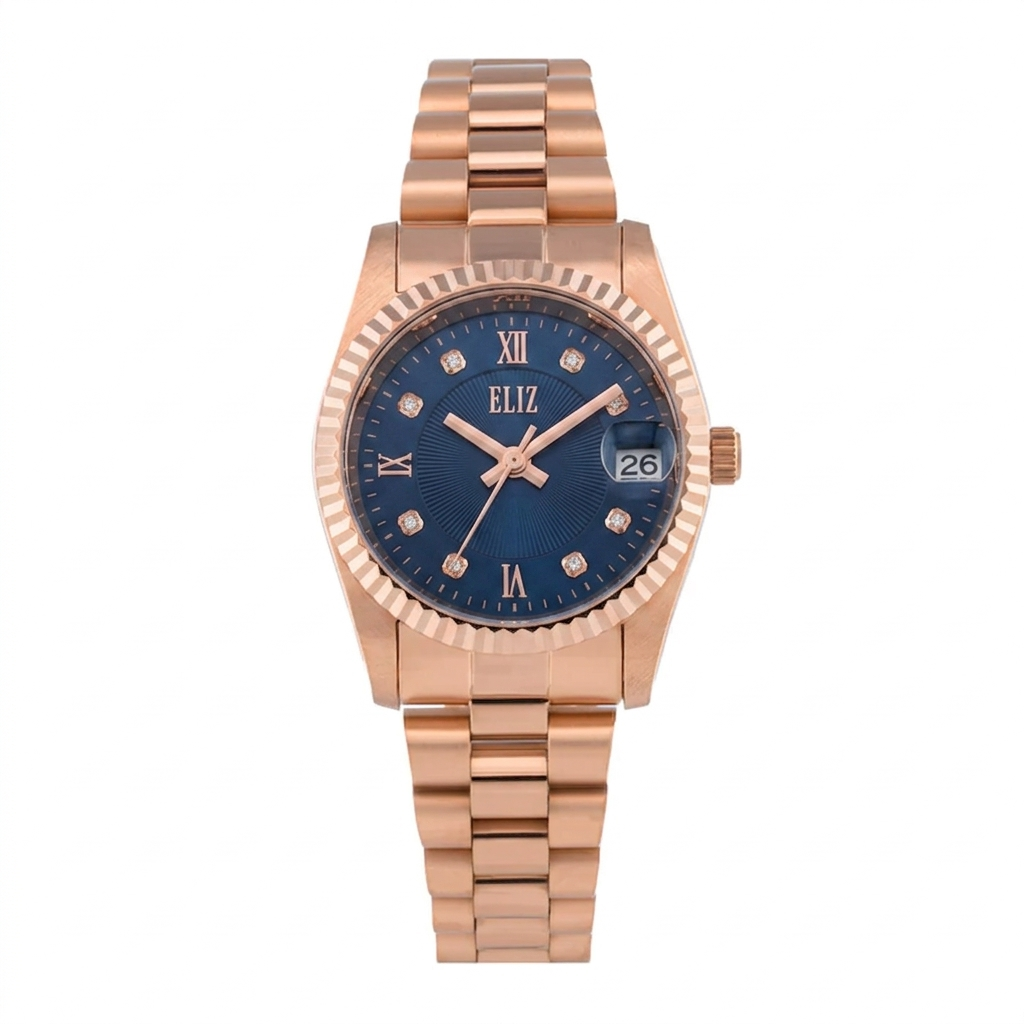ELIZ ES8862L2RBR SS Case & Band Date Women's Watch