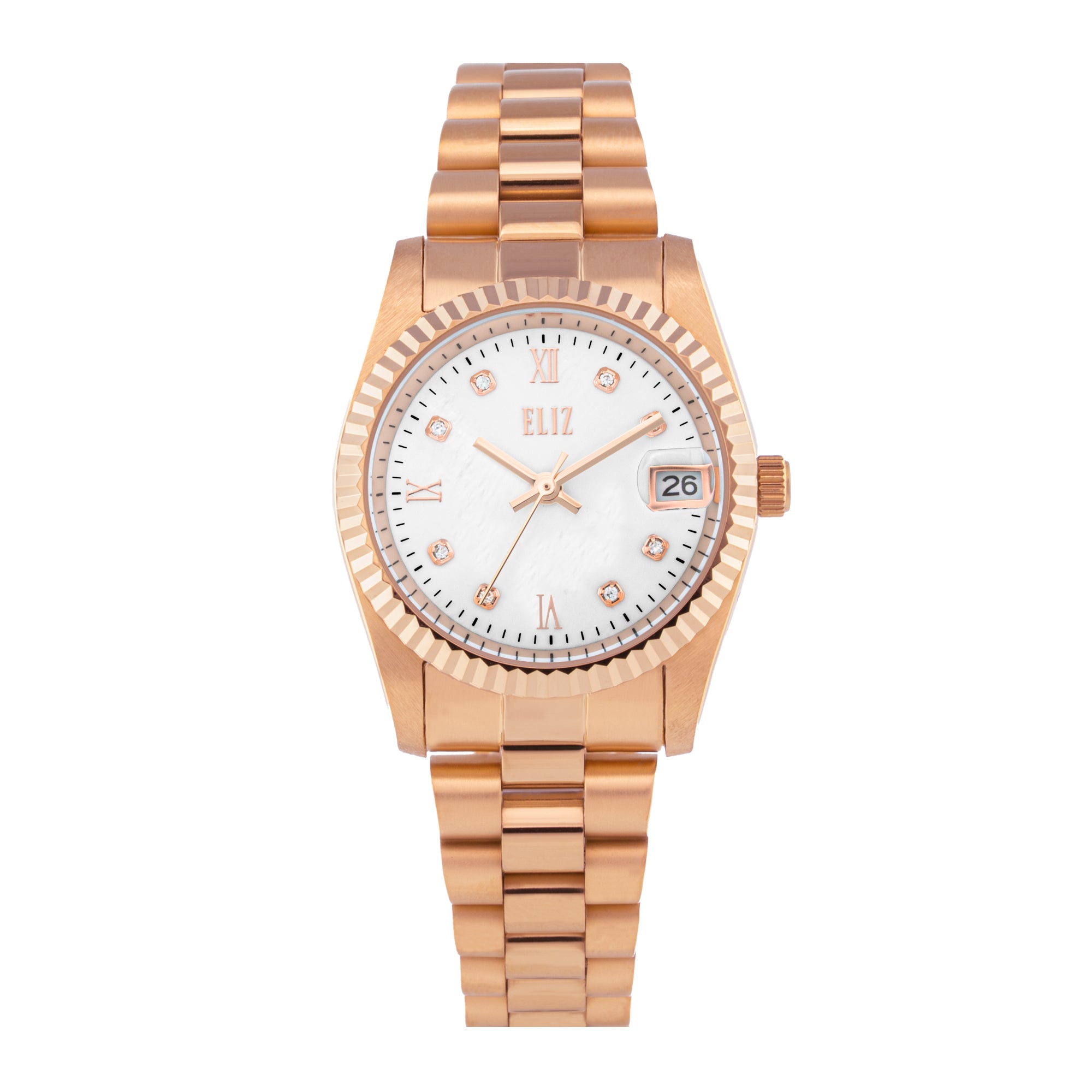 ELIZ ES8862L2RHR SS Case & Band Date Women's Watch