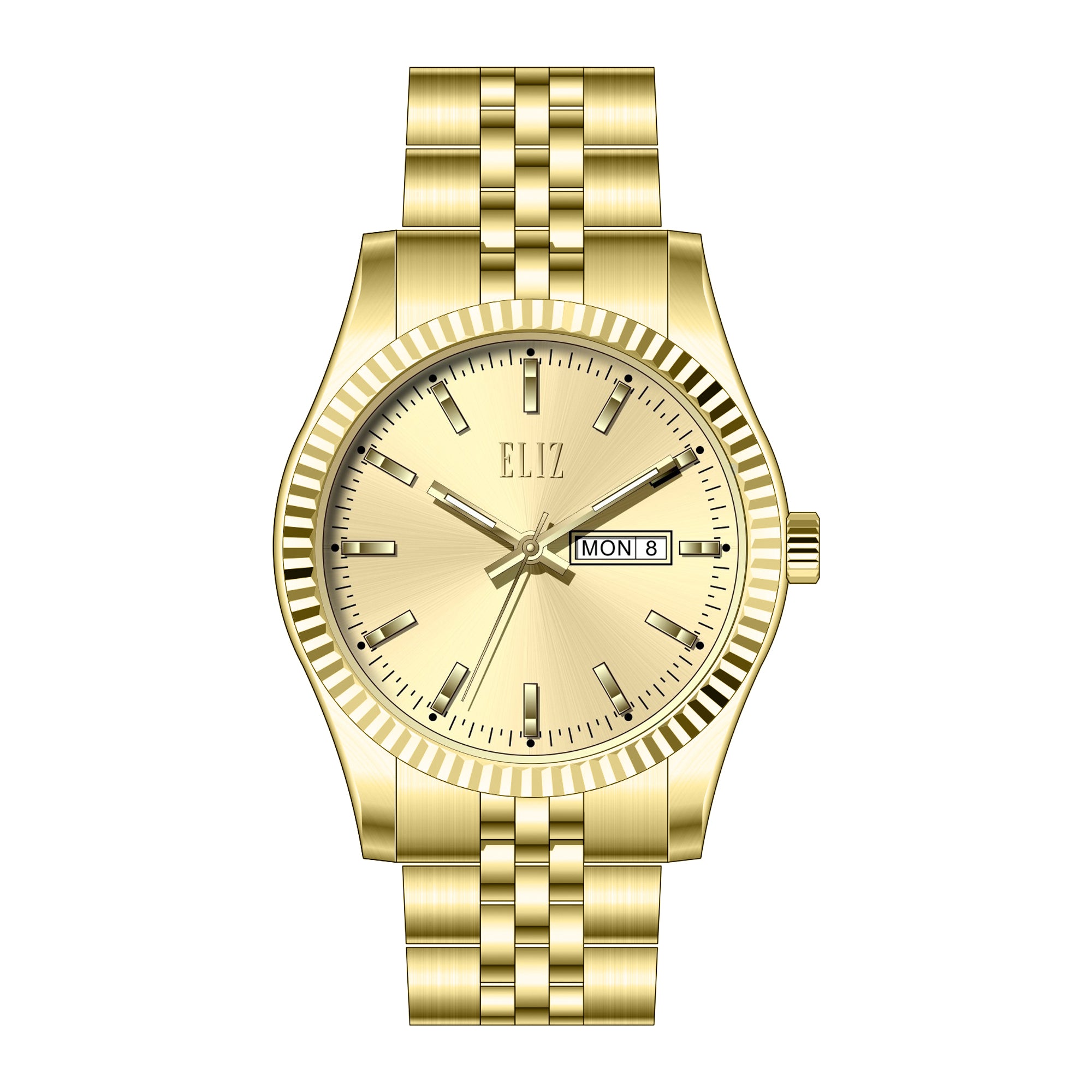 ELIZ ES8863G2GCG SS Case & Band Day-Date Men's Watch