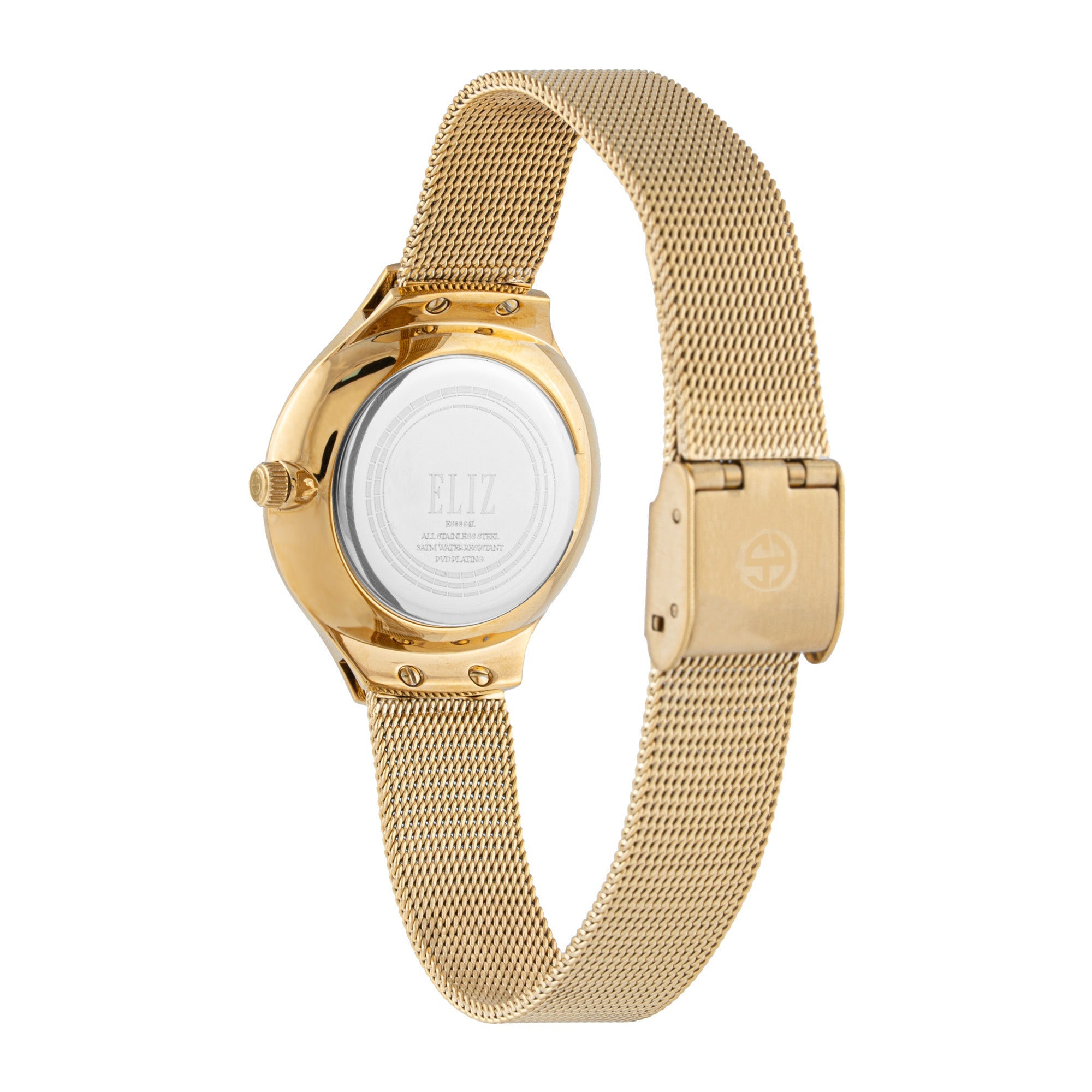 ELIZ ES8864L2GSG SS Case & Mesh Strap 2-Hands Women's Watch