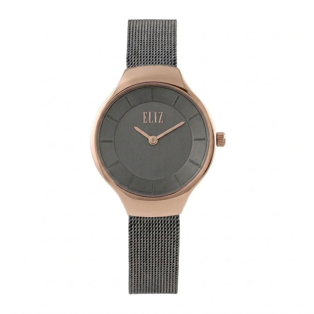 ELIZ ES8864L2RGA SS Case & Mesh Strap 2-Hands Women's Watch