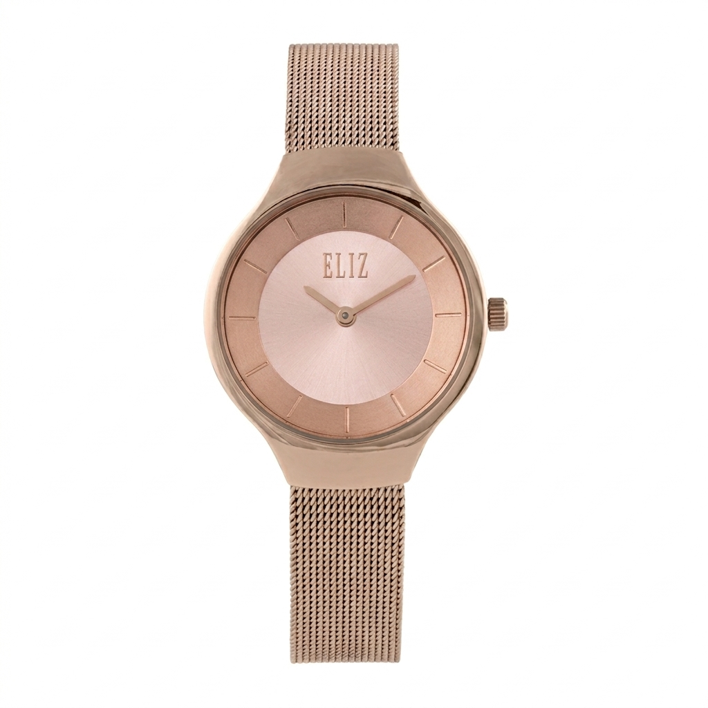ELIZ ES8864L2RPR SS Case & Mesh Strap 2-Hands Women's Watch