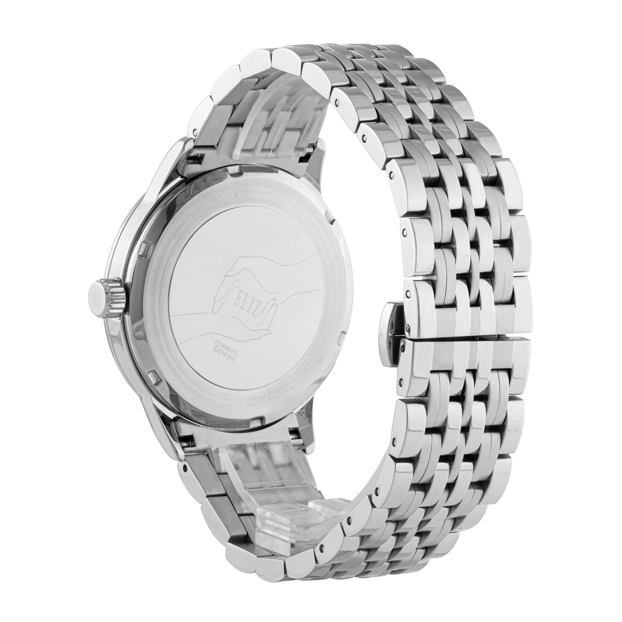 ELIZ ES8883G2SBS SS Caseback & Band Calendar Men's Watch