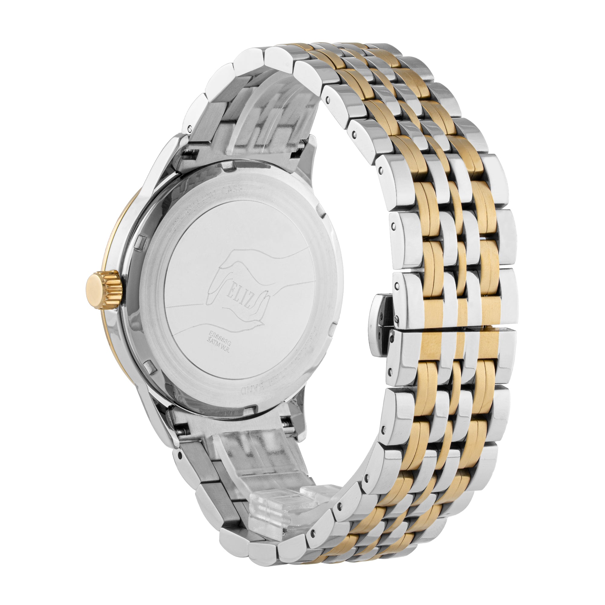 ELIZ ES8883G2TST SS Caseback & Band Calendar Men's Watch