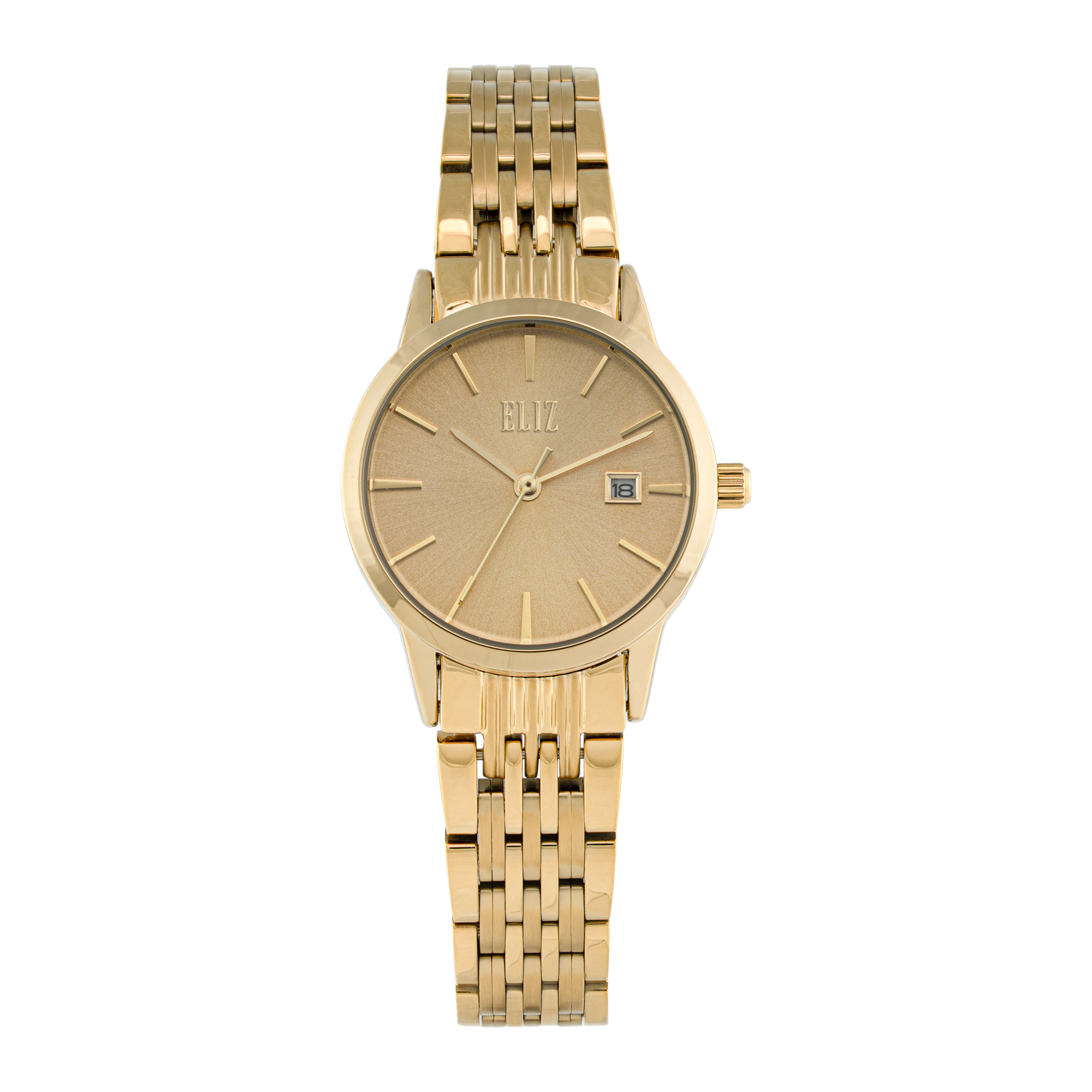 ELIZ ES8883L2GCG SS Caseback & Band Calendar Women's Watch