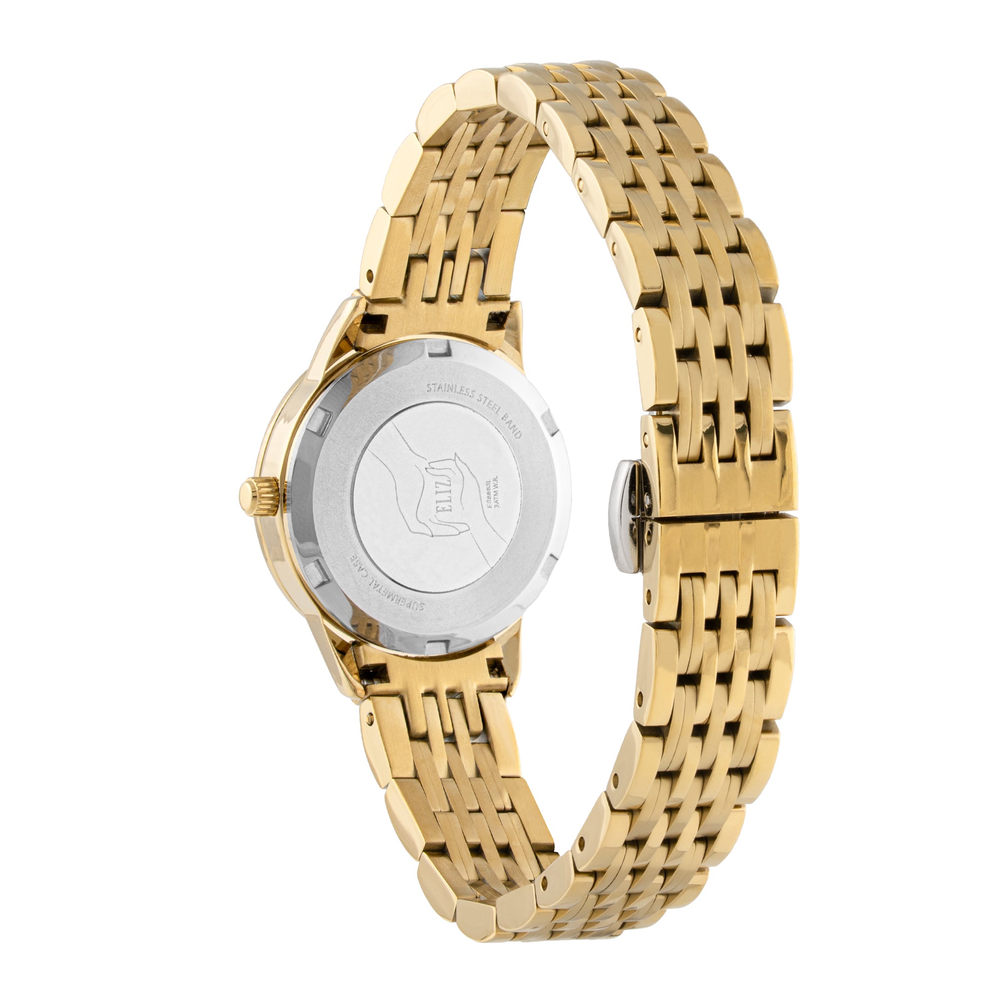 ELIZ ES8883L2GCG SS Caseback & Band Calendar Women's Watch