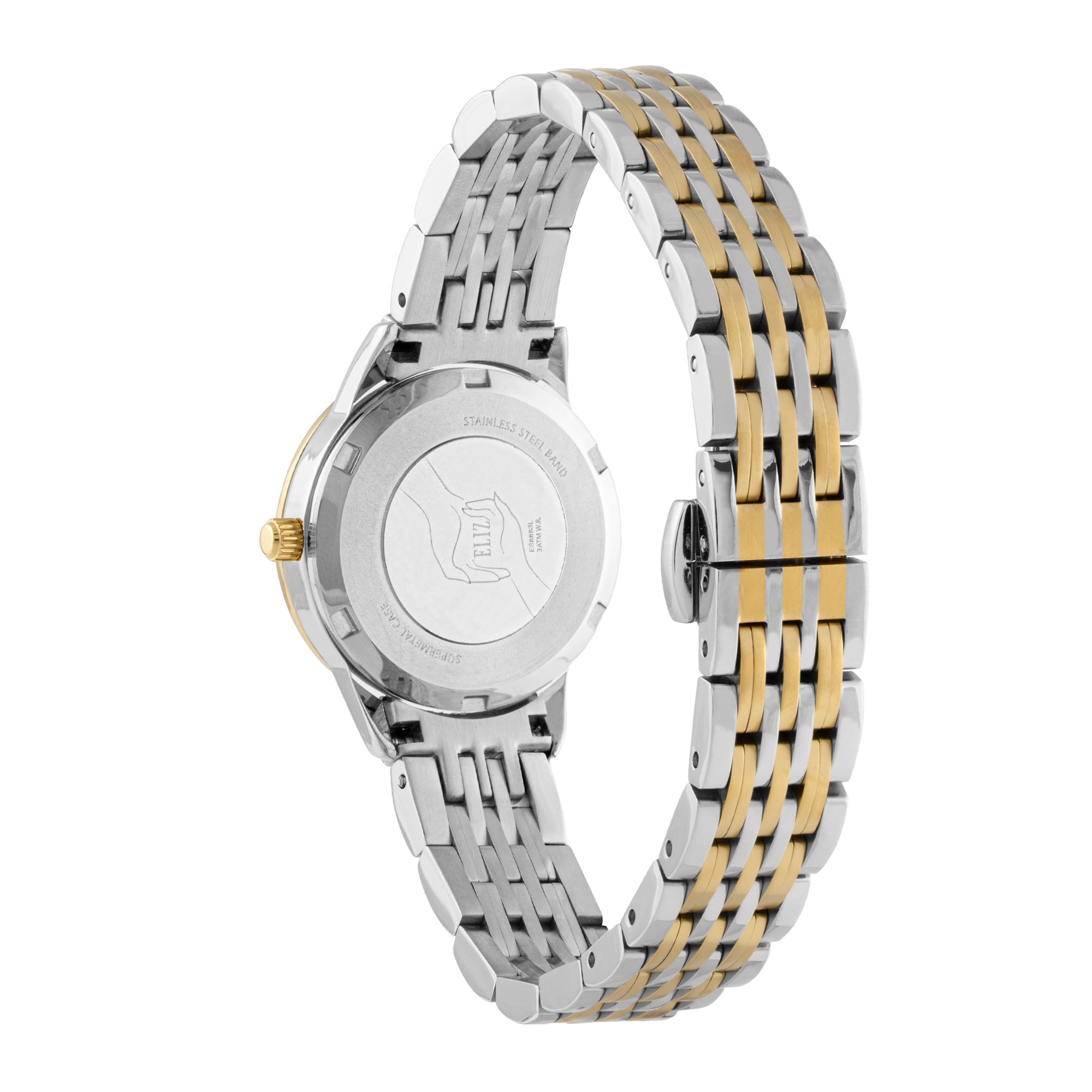 ELIZ ES8883L2TST SS Caseback & Band Calendar Women's Watch