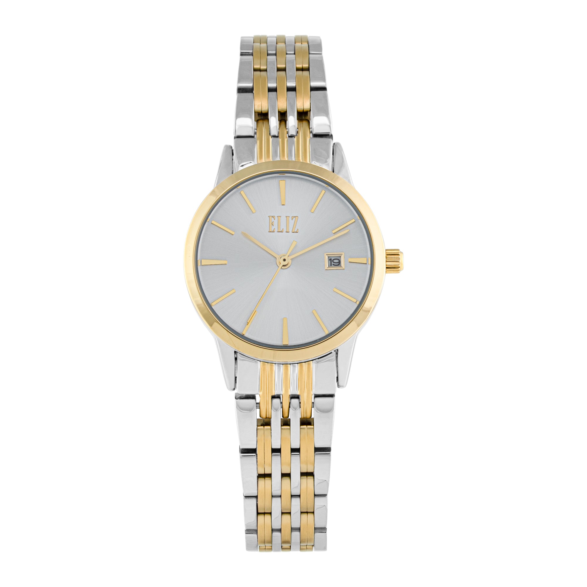 ELIZ ES8883L2TST SS Caseback & Band Calendar Women's Watch