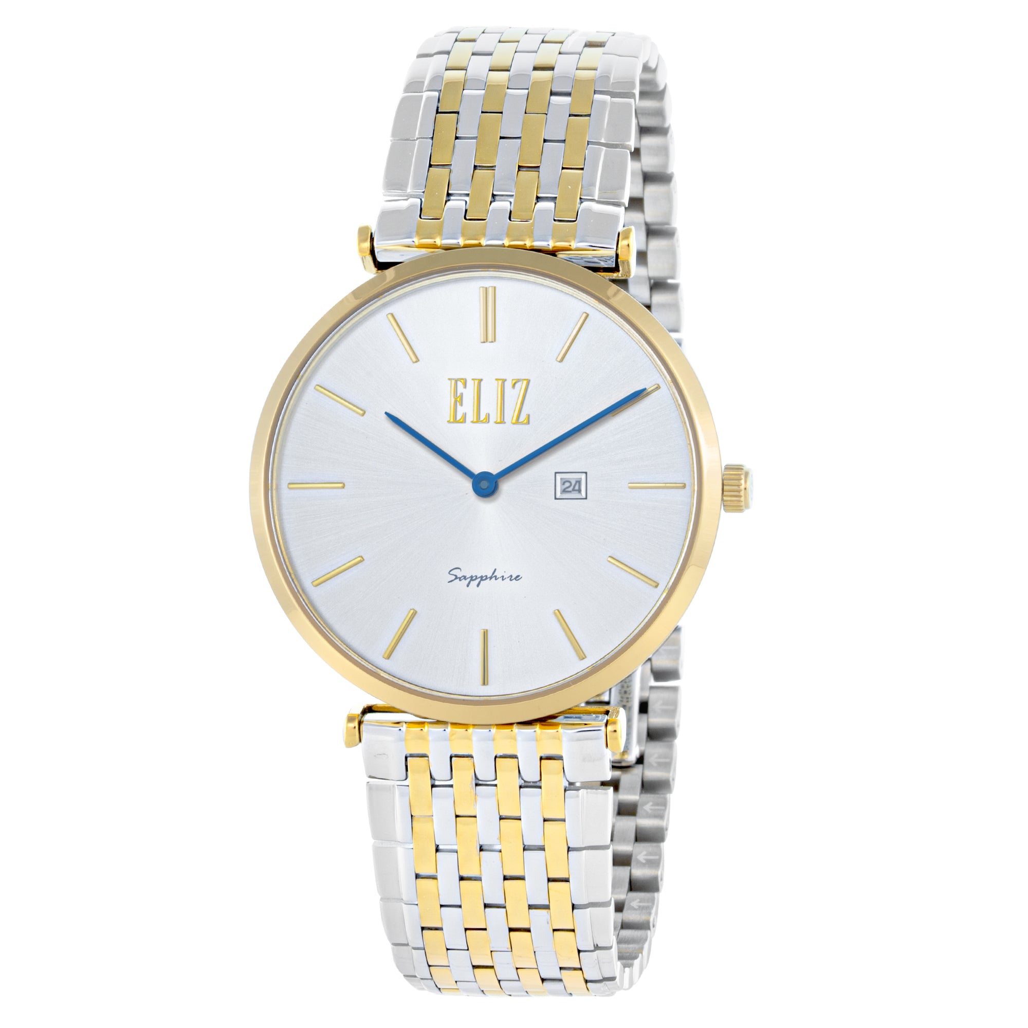 ELIZ ES8885G2TST SS Case & Band Calendar Men's Watch