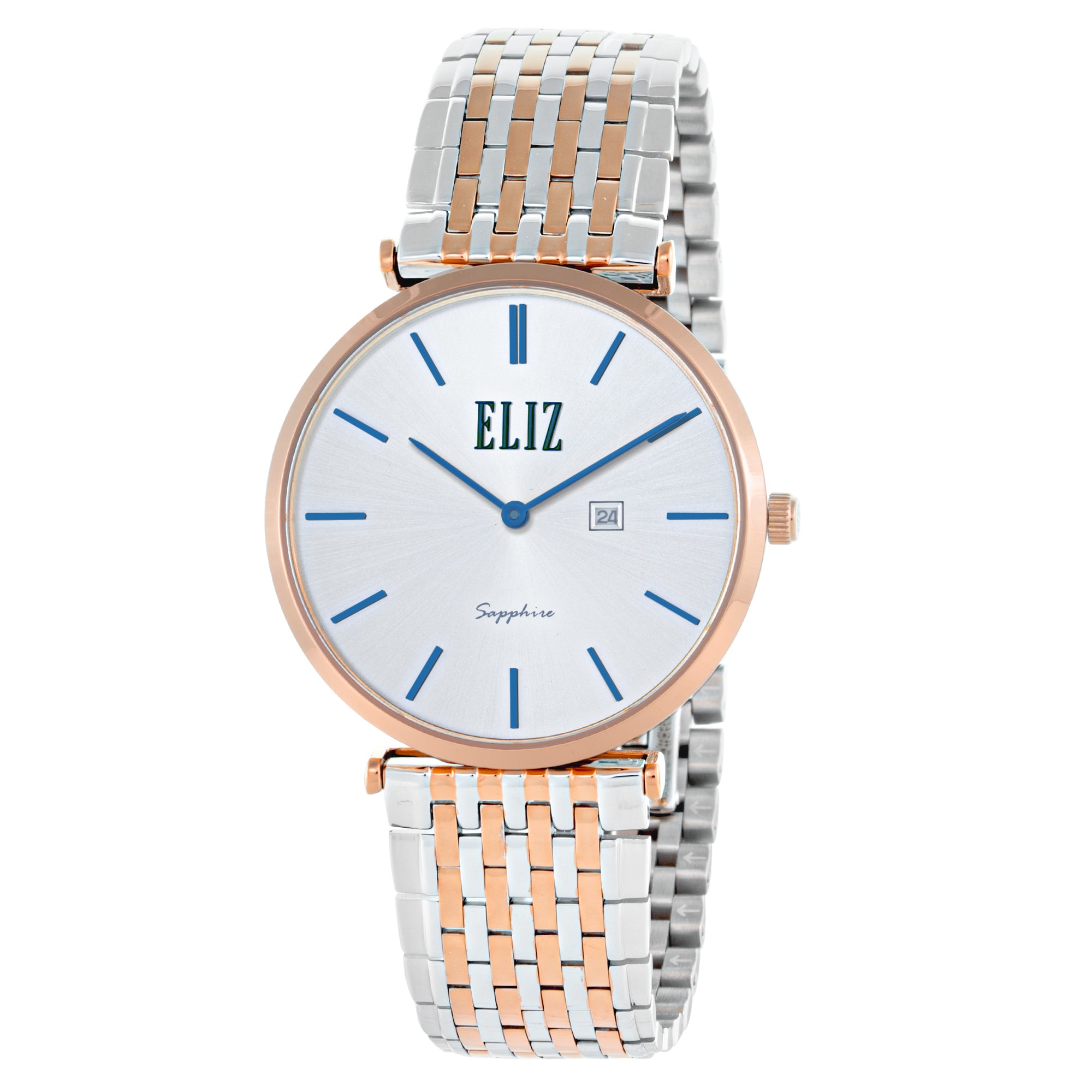 ELIZ ES8885G2UWU SS Case & Band Calendar Men's Watch