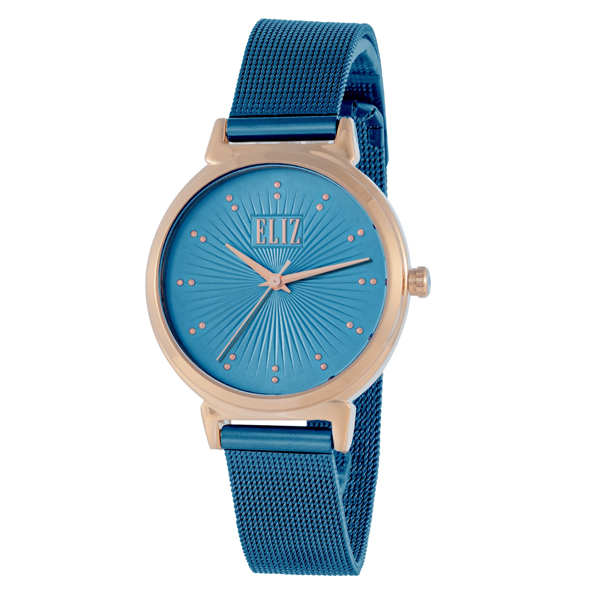 ELIZ ES8894L2RII SS Case & Mesh Strap 3-Hands Women's Watch