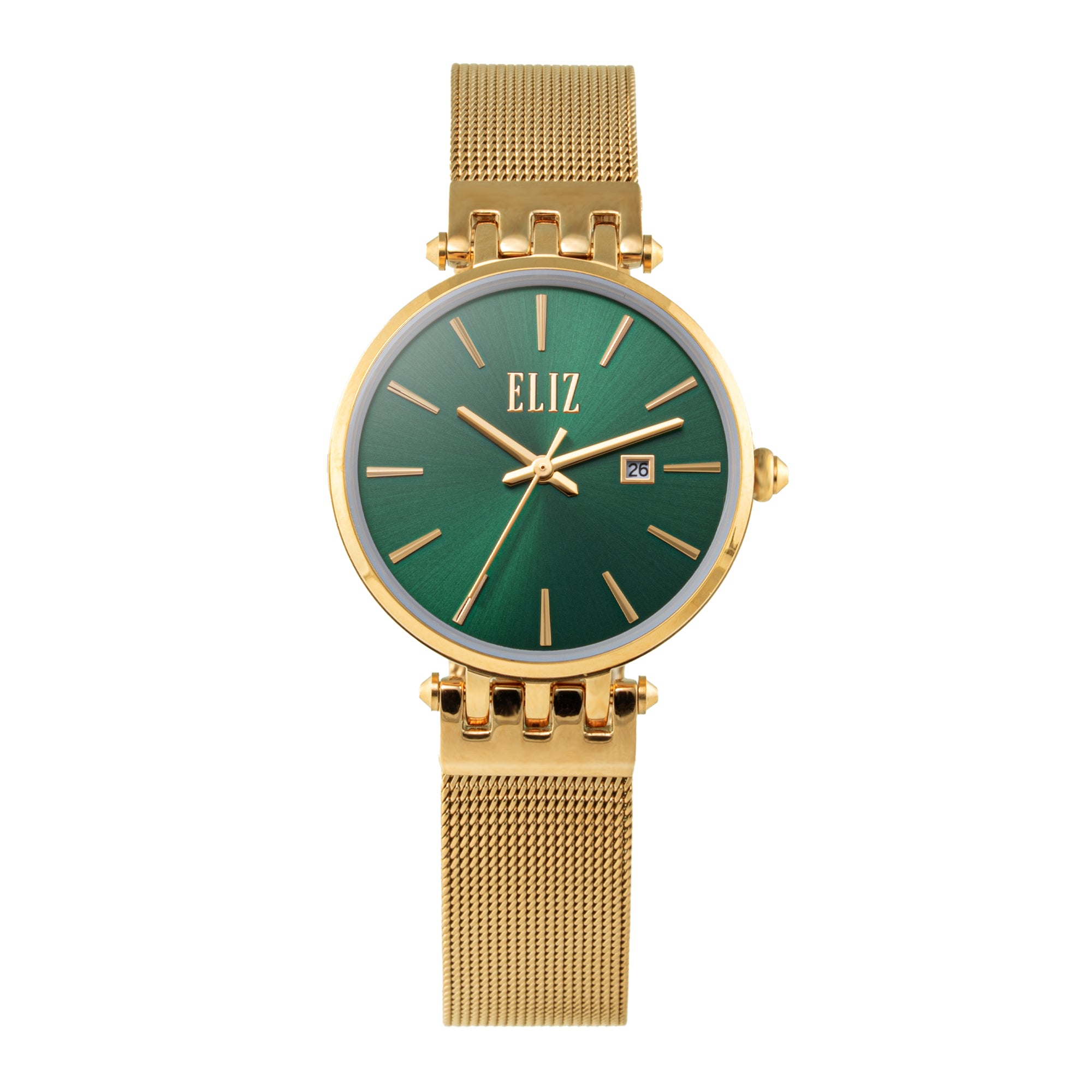 ELIZ ES8905L2GEG SS Case & Mesh Strap Date Women's Watch