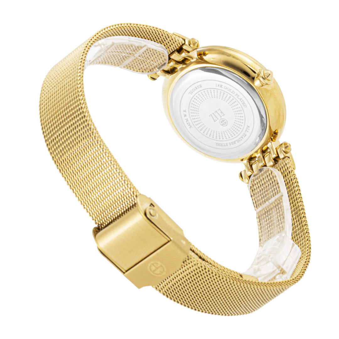 ELIZ ES8905L2GEG SS Case & Mesh Strap Date Women's Watch