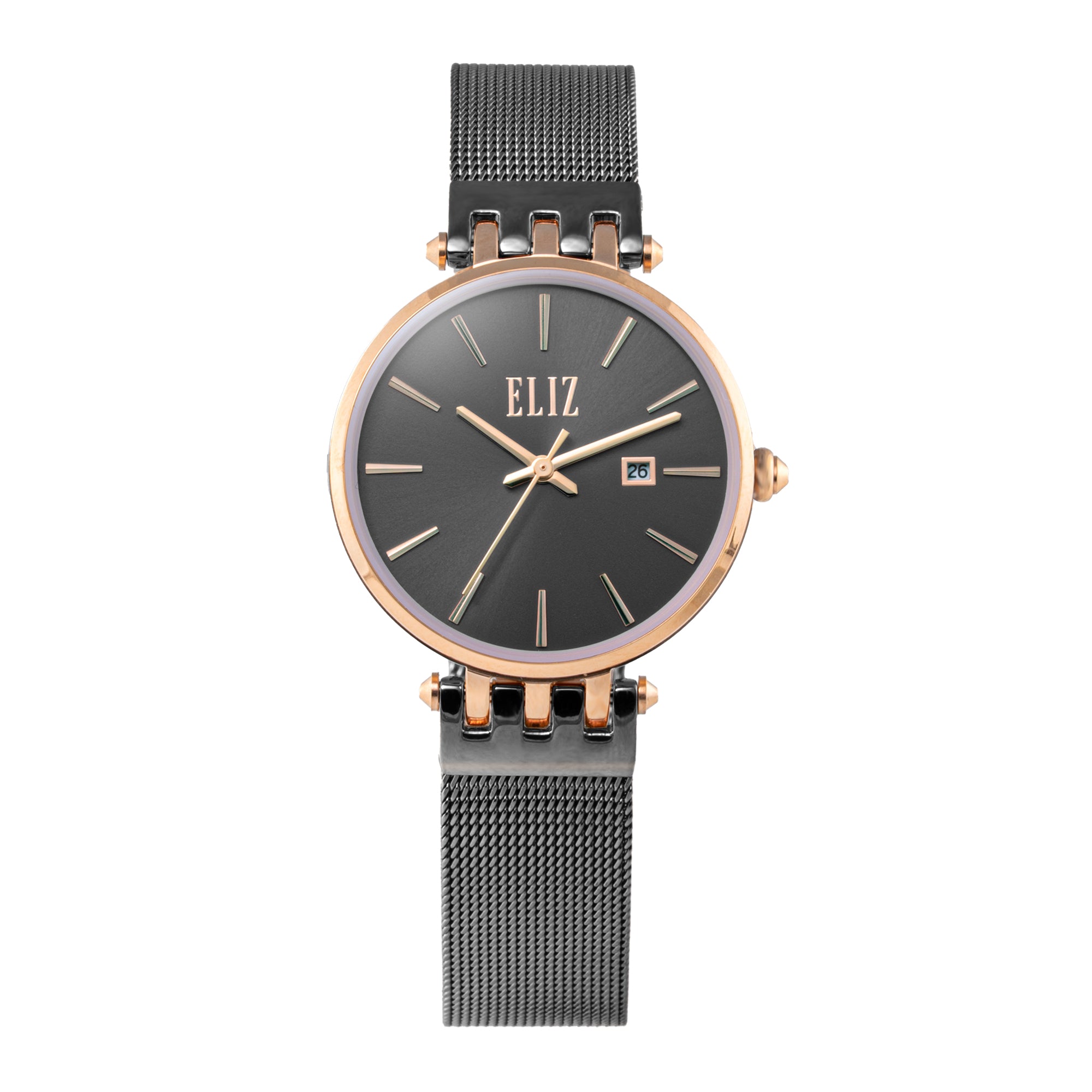 ELIZ ES8905L2RGA SS Case & Mesh Strap Date Women's Watch