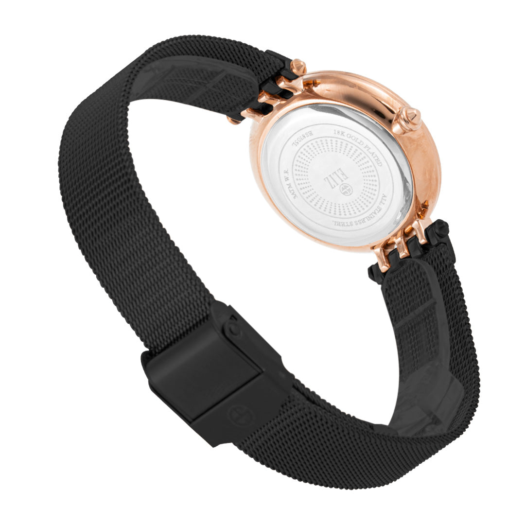 ELIZ ES8905L2RGA SS Case & Mesh Strap Date Women's Watch