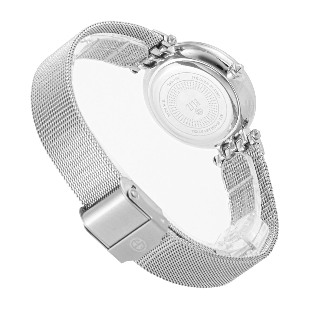 ELIZ ES8905L2SBS SS Case & Mesh Strap Date Women's Watch
