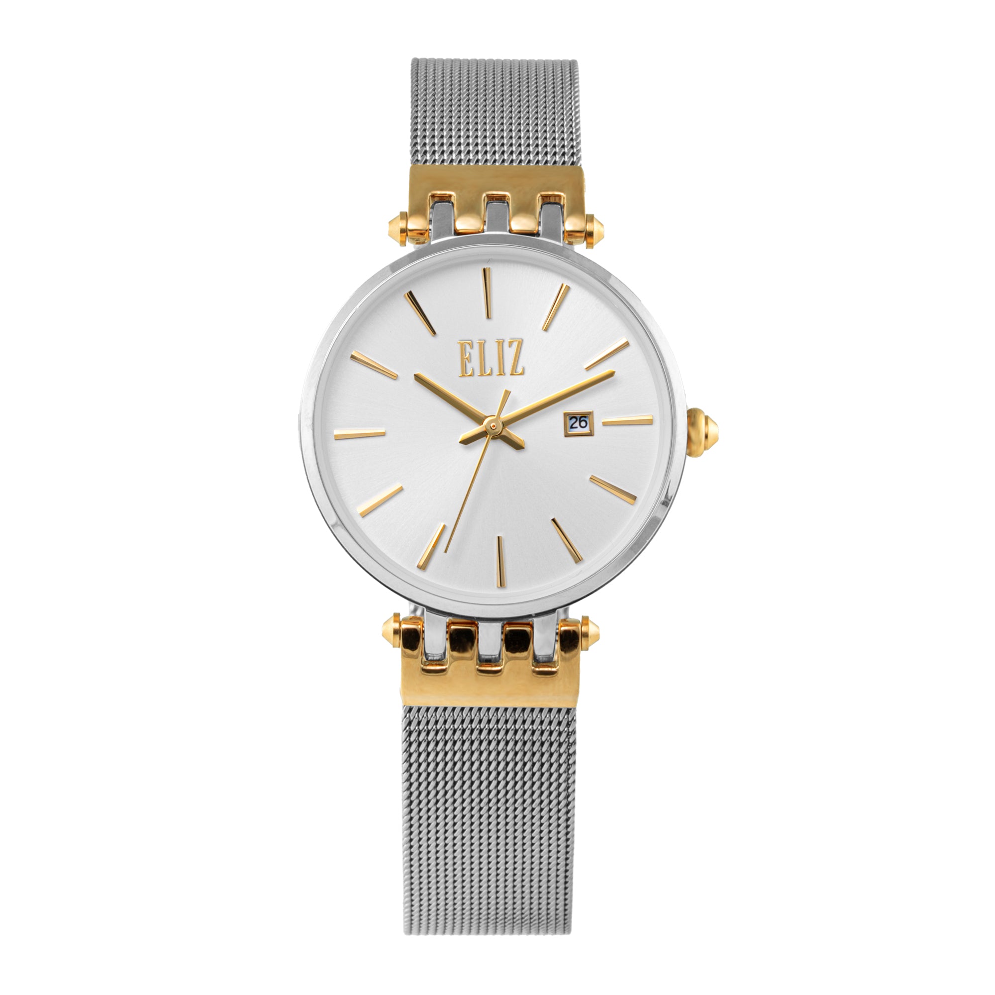 ELIZ ES8905L2TST SS Case & Mesh Strap Date Women's Watch