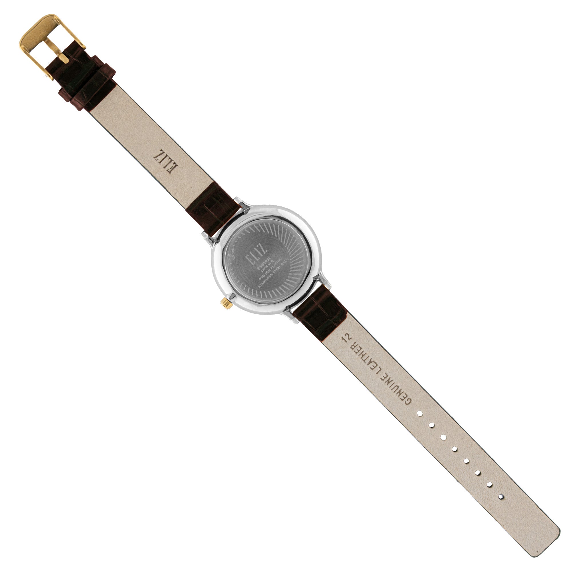 ELIZ ES8909L1TSO SS Caseback & Leather Strap 3-Hands Women's Watch