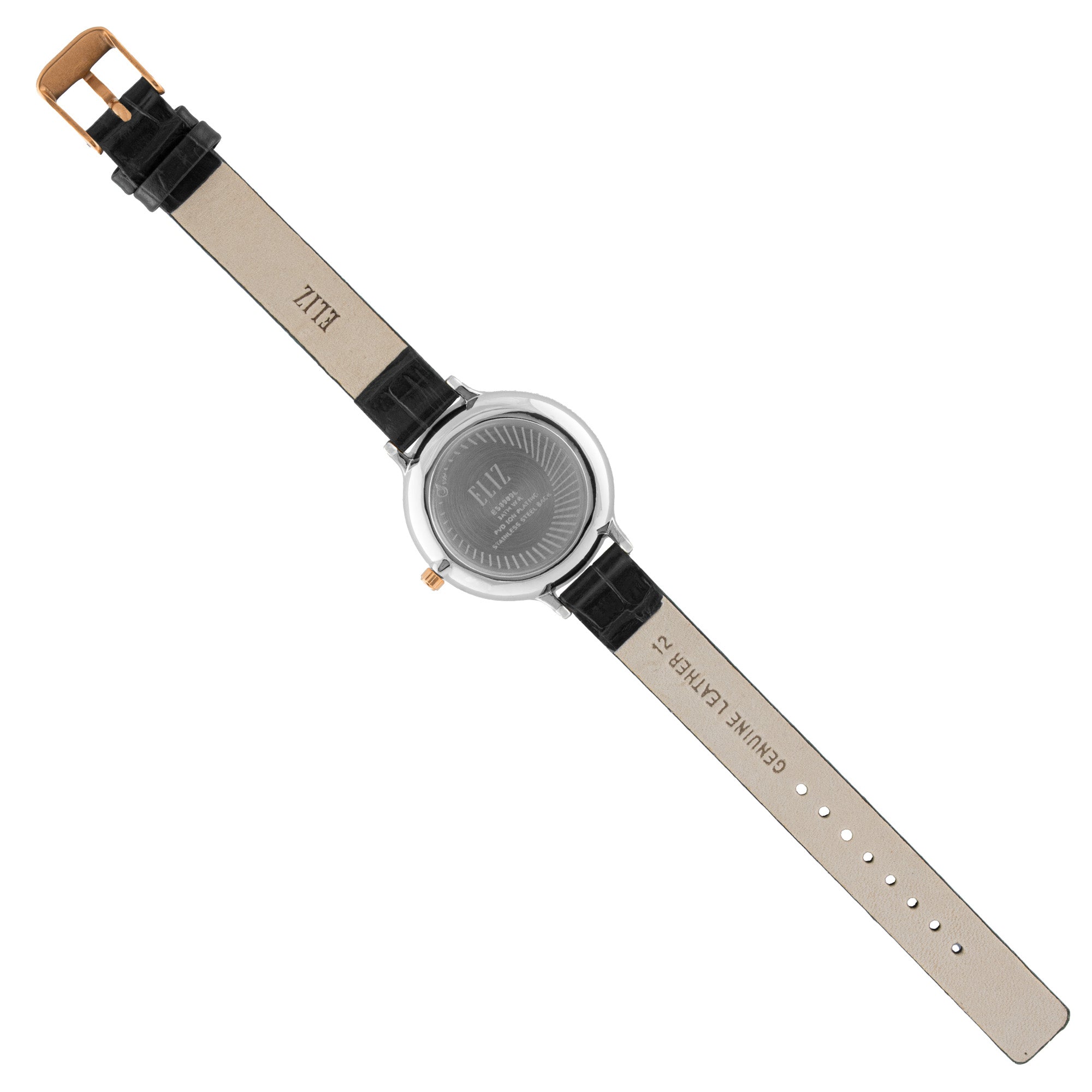 ELIZ ES8909L1UNN SS Caseback & Leather Strap 3-Hands Women's Watch