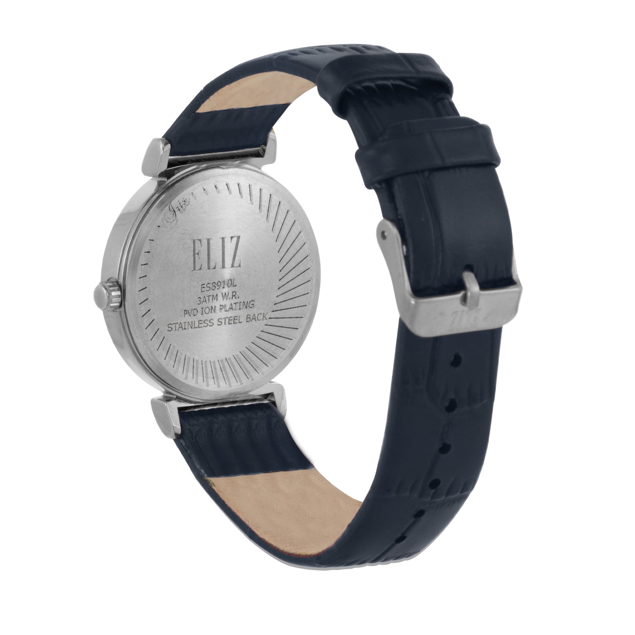 ELIZ ES8910L1SBB SS Caseback & Leather 2-Hands Women's Watch
