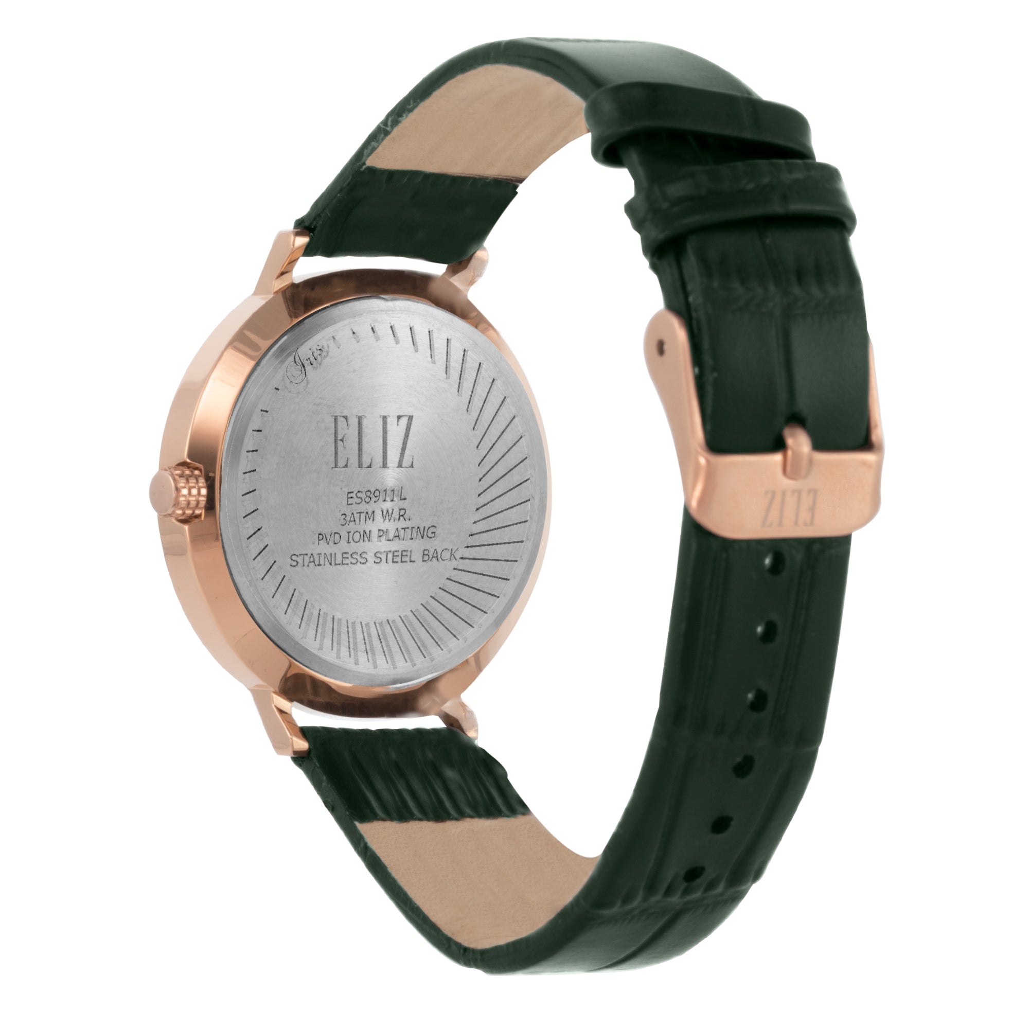 ELIZ ES8911L1REE SS Caseback & Leather 3-Hands Women's Watch