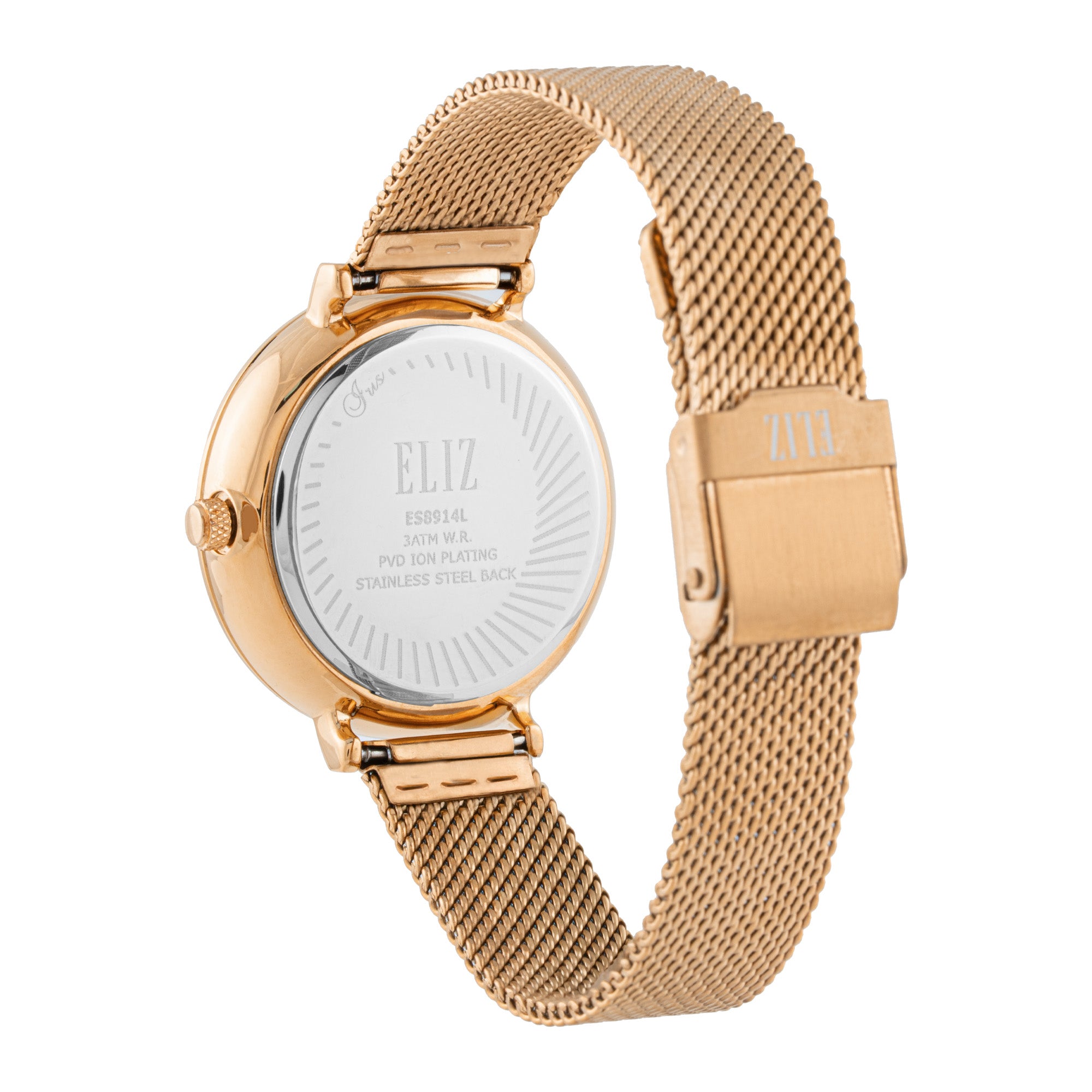 ELIZ ES8914L2RBR SS Caseback & Mesh Strap Multifunction Women's Watch