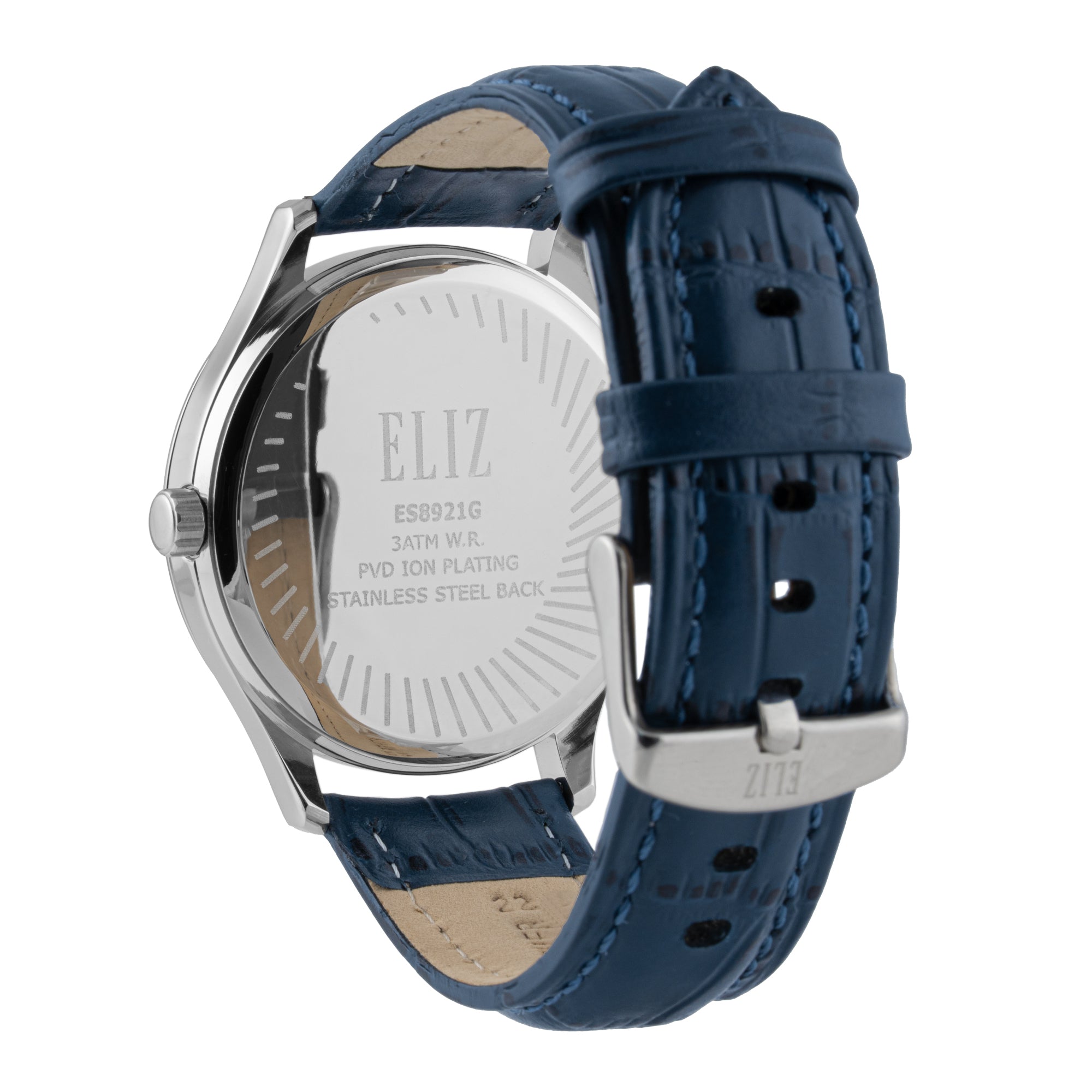 ELIZ ES8921G1SBB SS Caseback & Leather Strap Small-Seconds Men's Watch