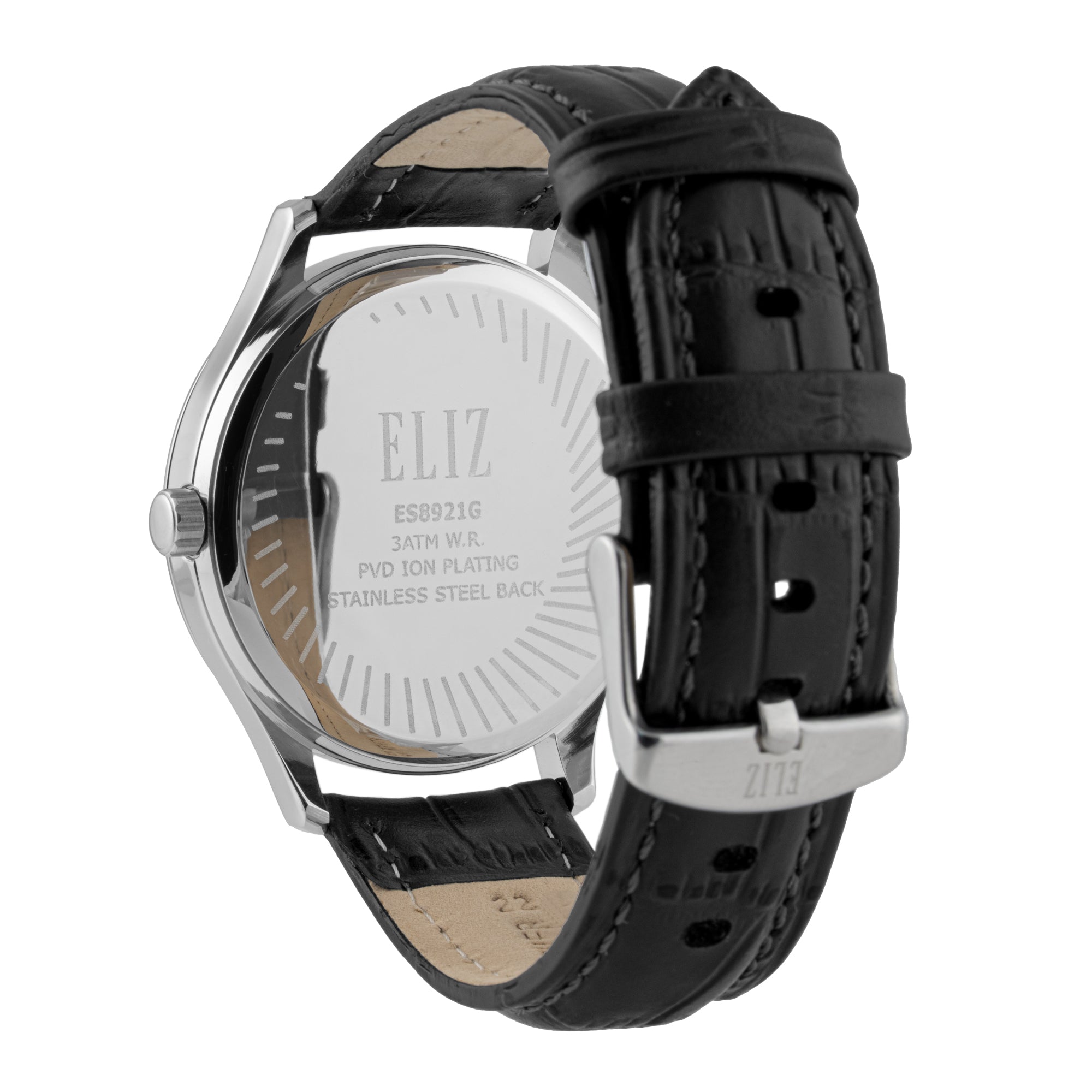 ELIZ ES8921G1SSN SS Caseback & Leather Strap Small-Seconds Men's Watch