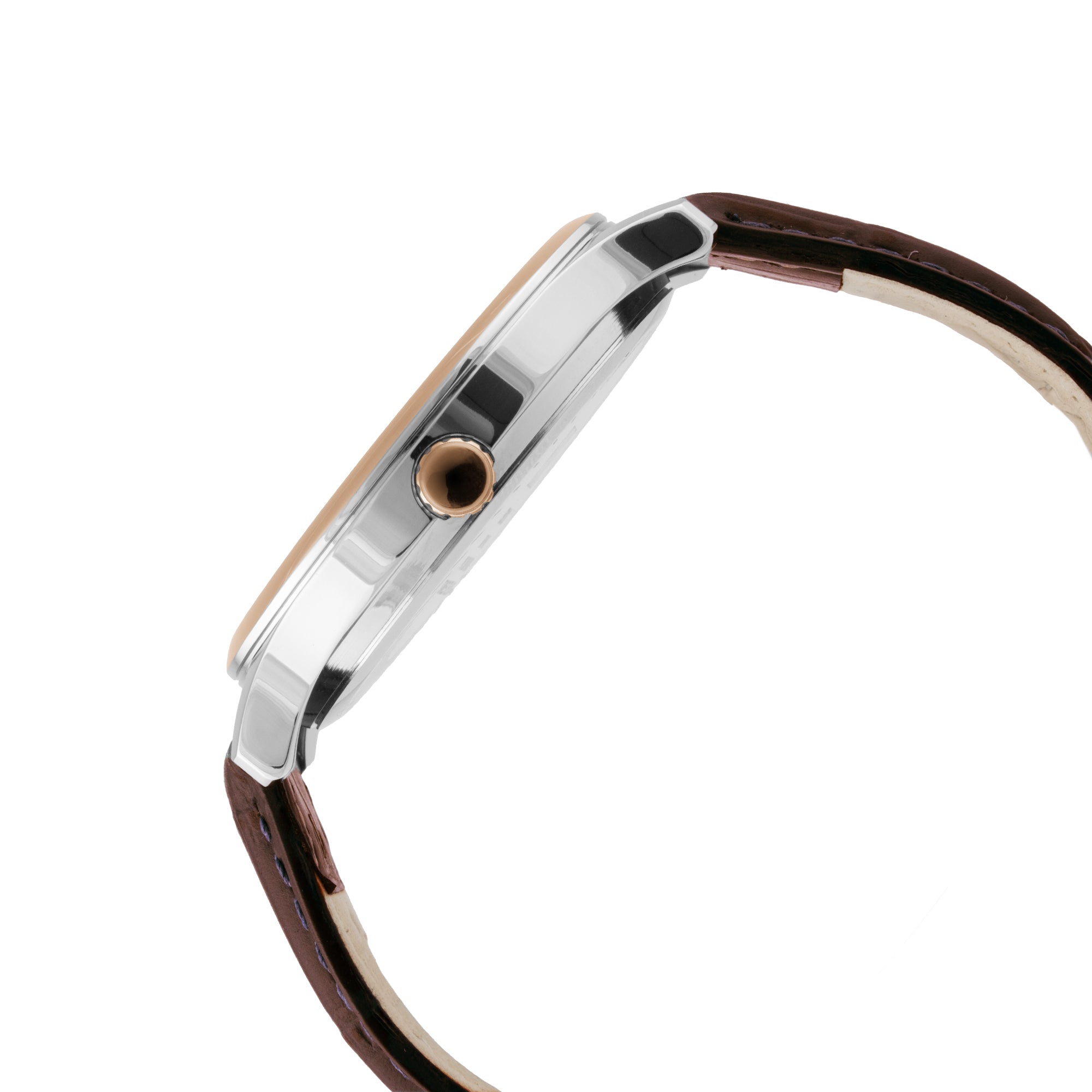 ELIZ ES8921G1USO – ELIZ Classique Men's Watch – 42mm TT PVD Rose Gold Case – Silver Dial – Quartz Movement – Brown Leather Strap