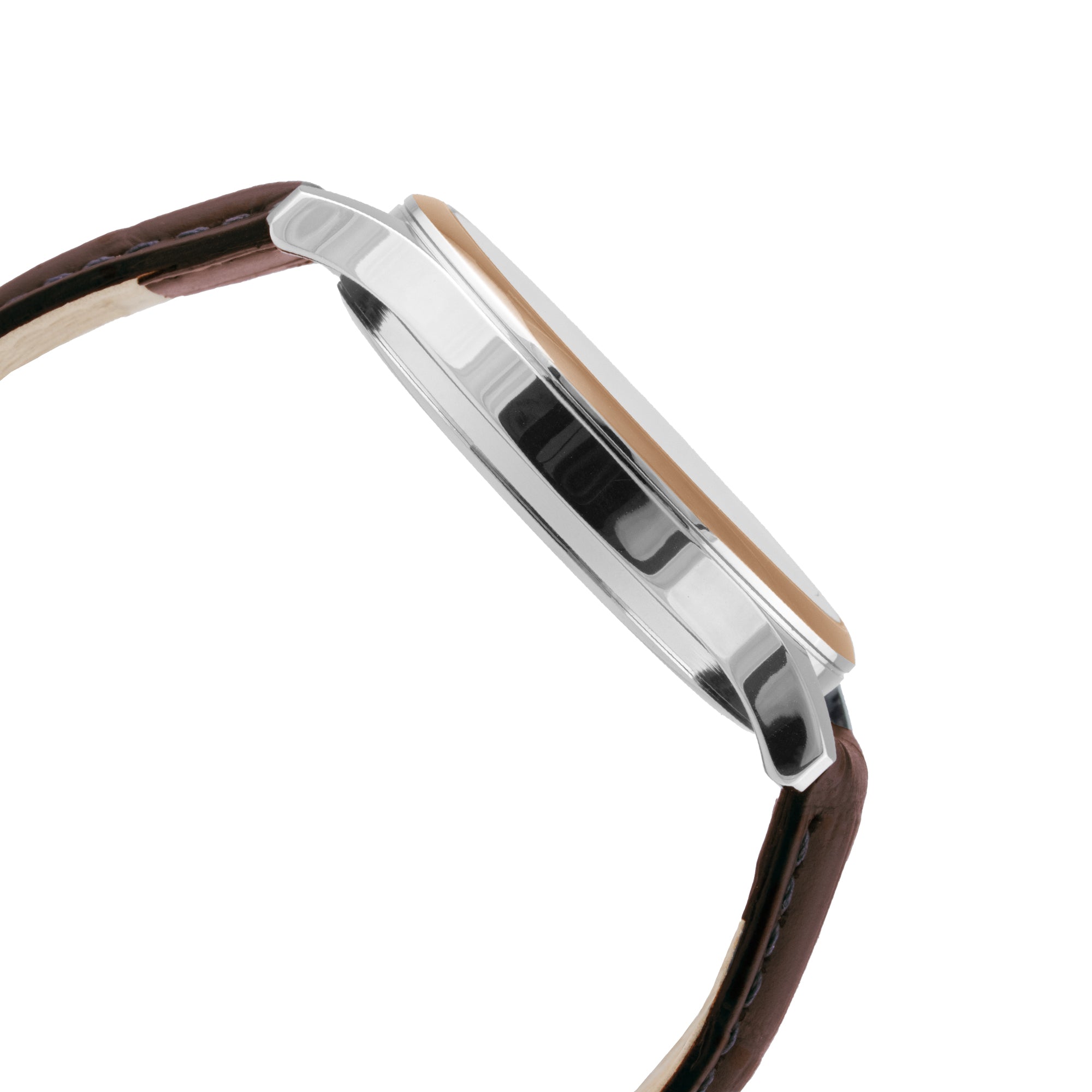 ELIZ ES8921G1USO – ELIZ Classique Men's Watch – 42mm TT PVD Rose Gold Case – Silver Dial – Quartz Movement – Brown Leather Strap