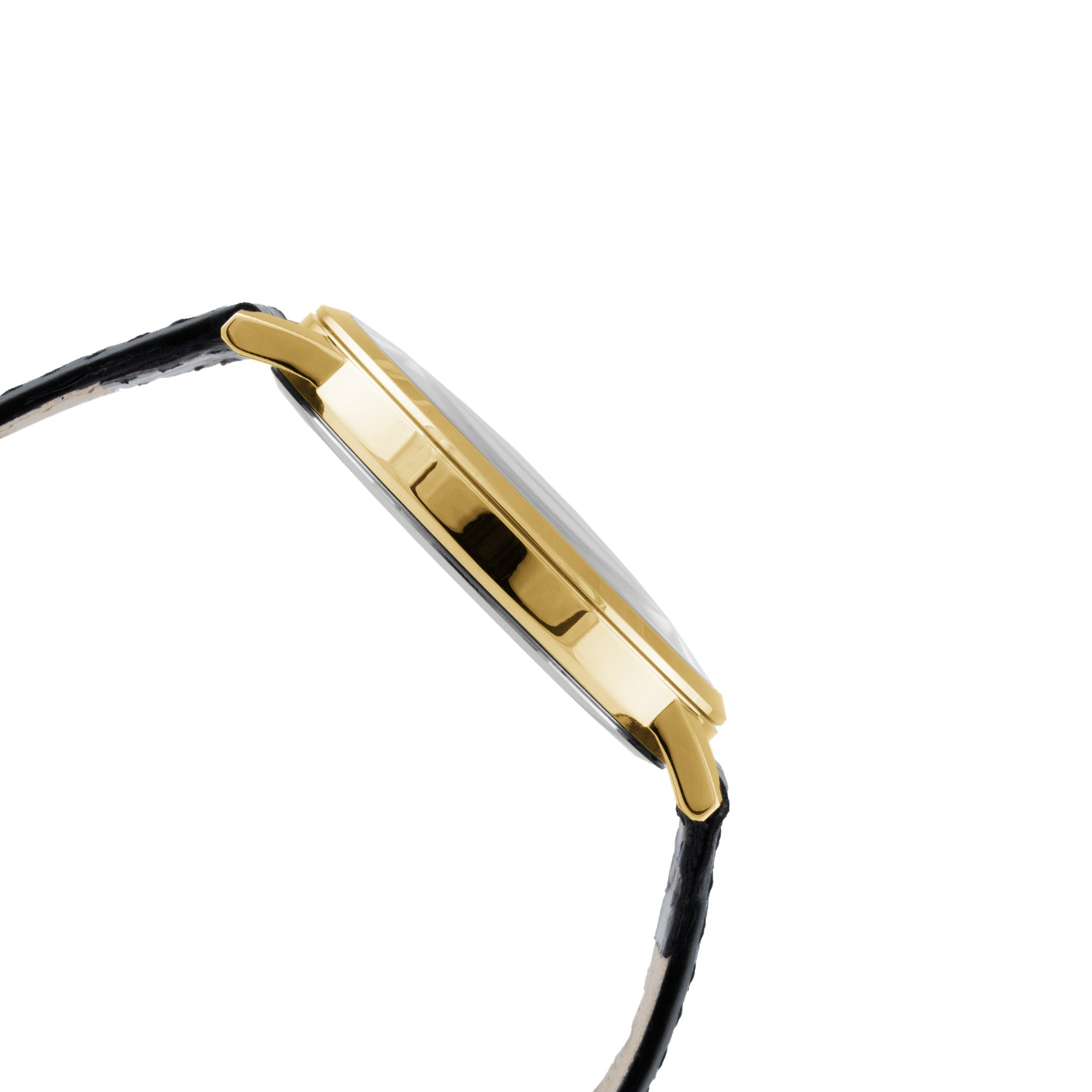 ELIZ ES8922G1GCN – ELIZ Classique Men's Watch – 42mm PVD Gold Case – Gold Dial – Quartz Movement – Black Leather Strap