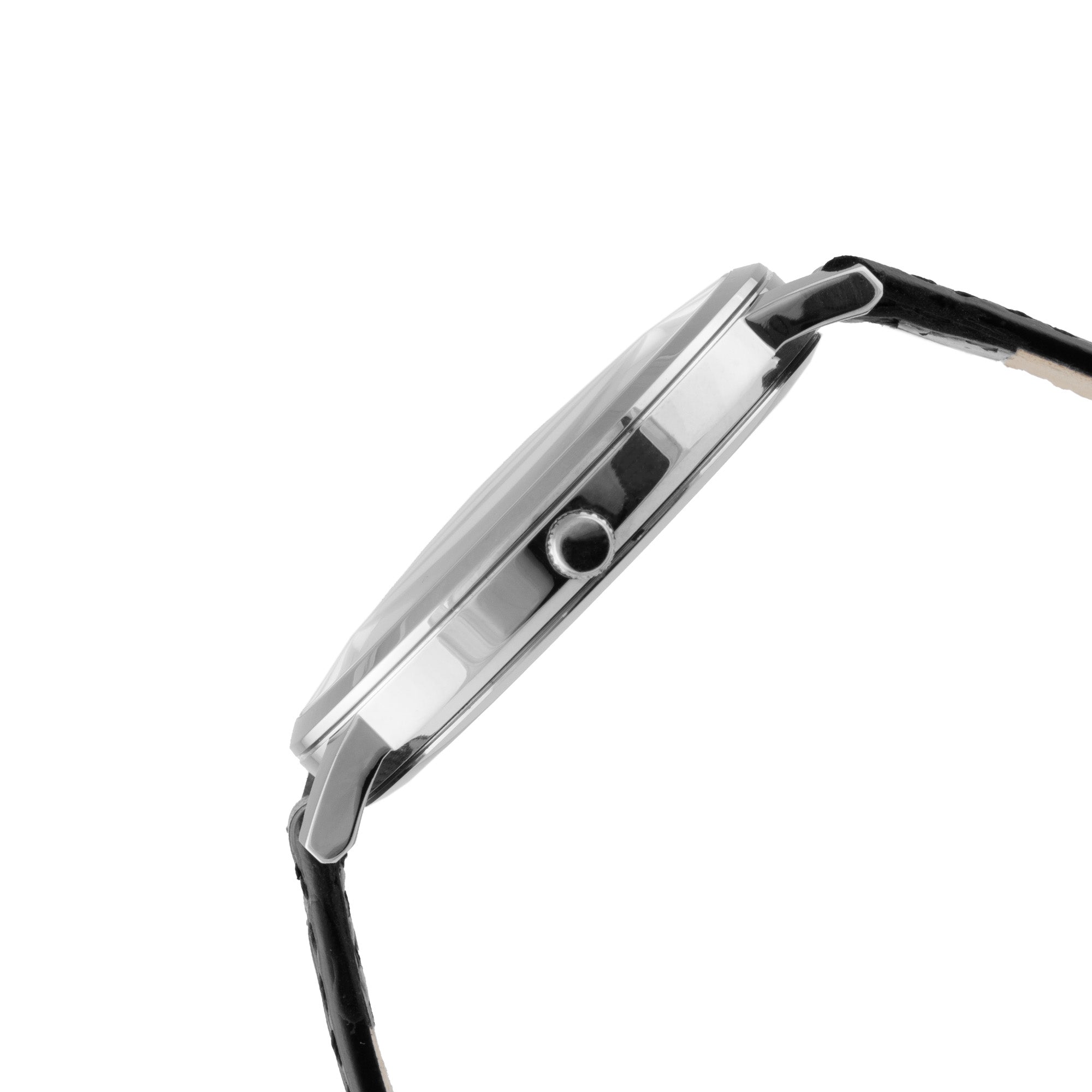 ELIZ ES8922G1SSN SS Caseback & Leather Strap Date Men's Watch