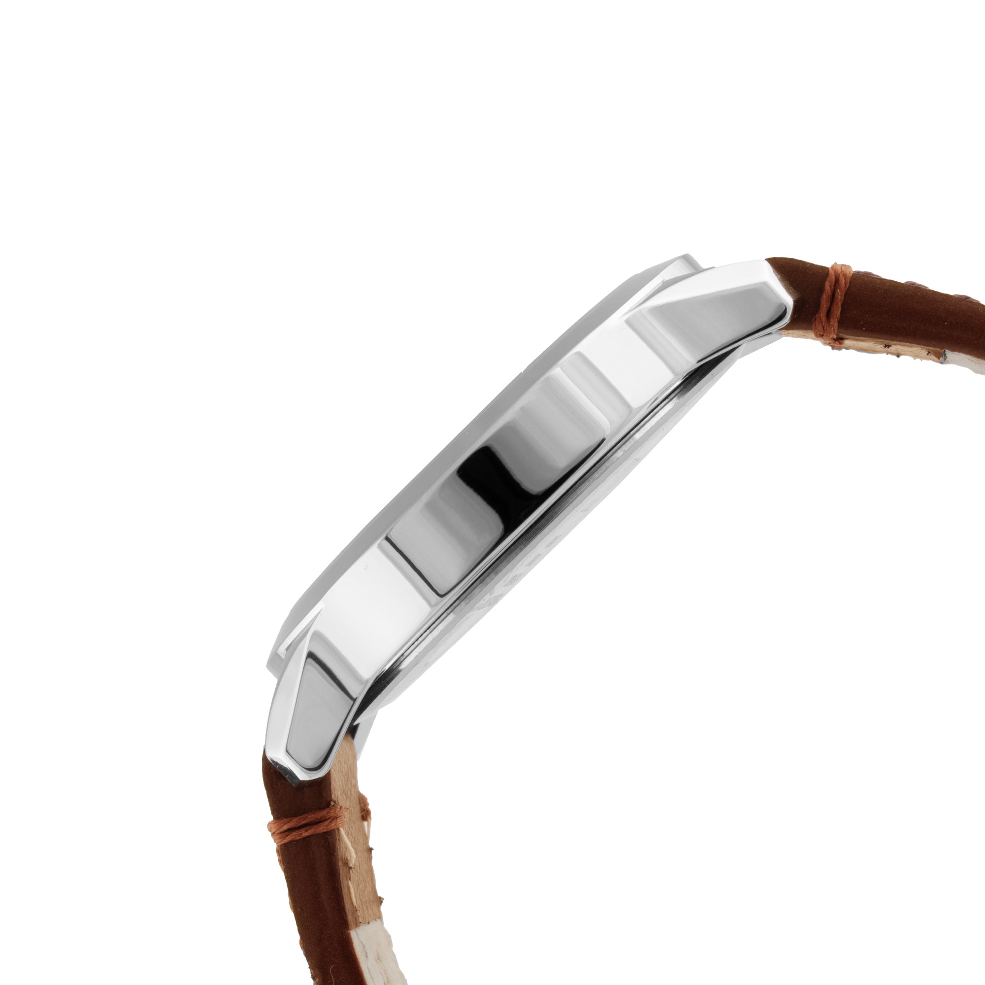 ELIZ ES8923G1SSD – ELIZ Classique Men's Watch – 42mm PVD Silver Case – Silver Dial – Quartz Movement – Tan Brown Leather Strap