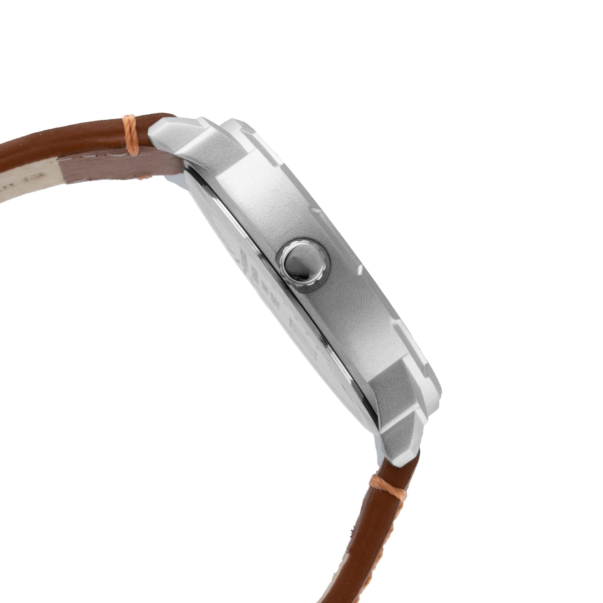 ELIZ ES8924G1SND – ELIZ Classique Men's Watch – 42mm PVD Silver Case – Black Dial – Quartz Movement – Tan Brown Leather Strap