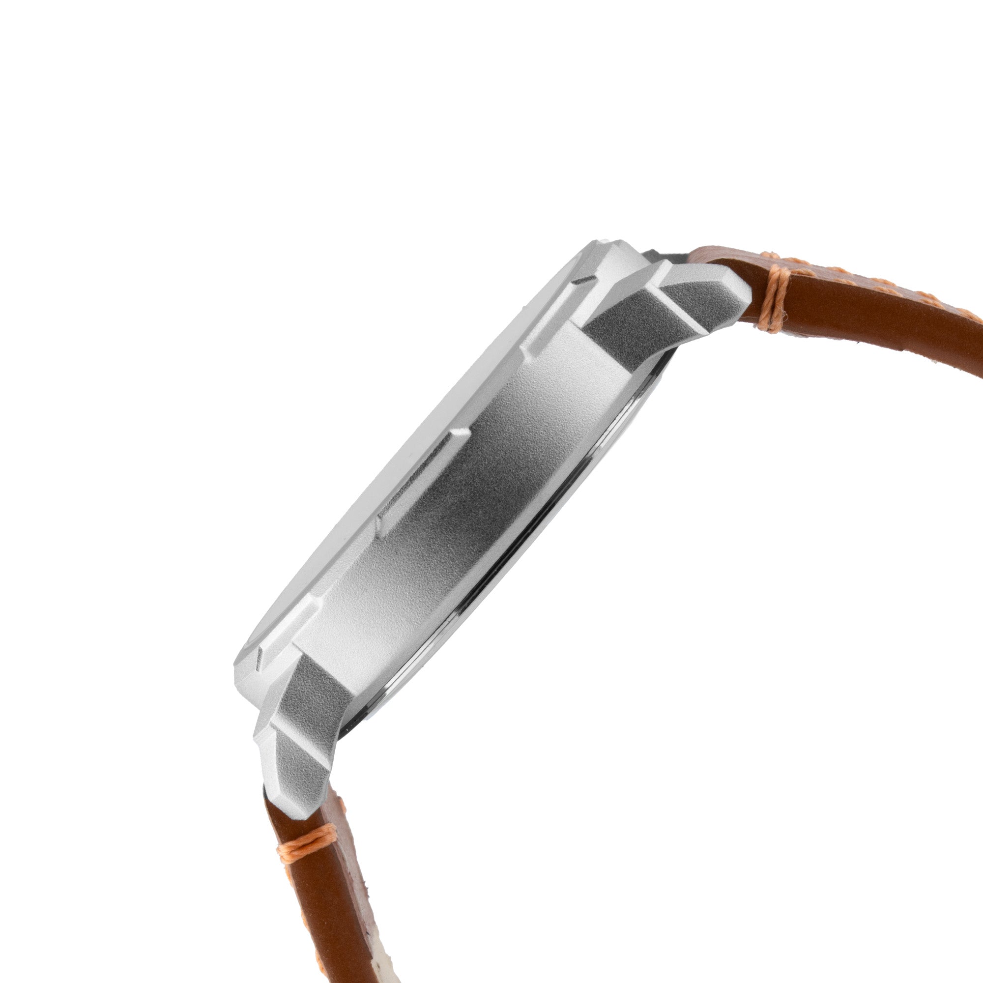 ELIZ ES8924G1SND β ELIZ Classique Men's Watch β 42mm PVD Silver Case β Black Dial β Quartz Movement β Tan Brown Leather Strap