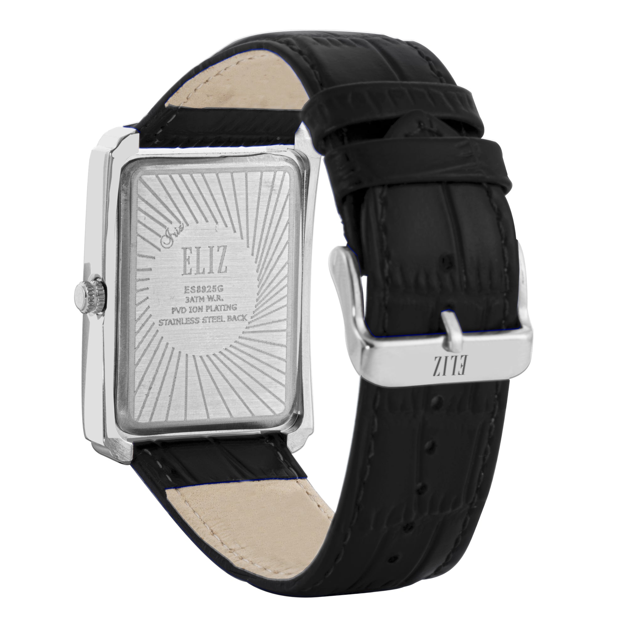 ELIZ ES8925G1SNN SS Caseback & Leather Day-Date Men's Watch