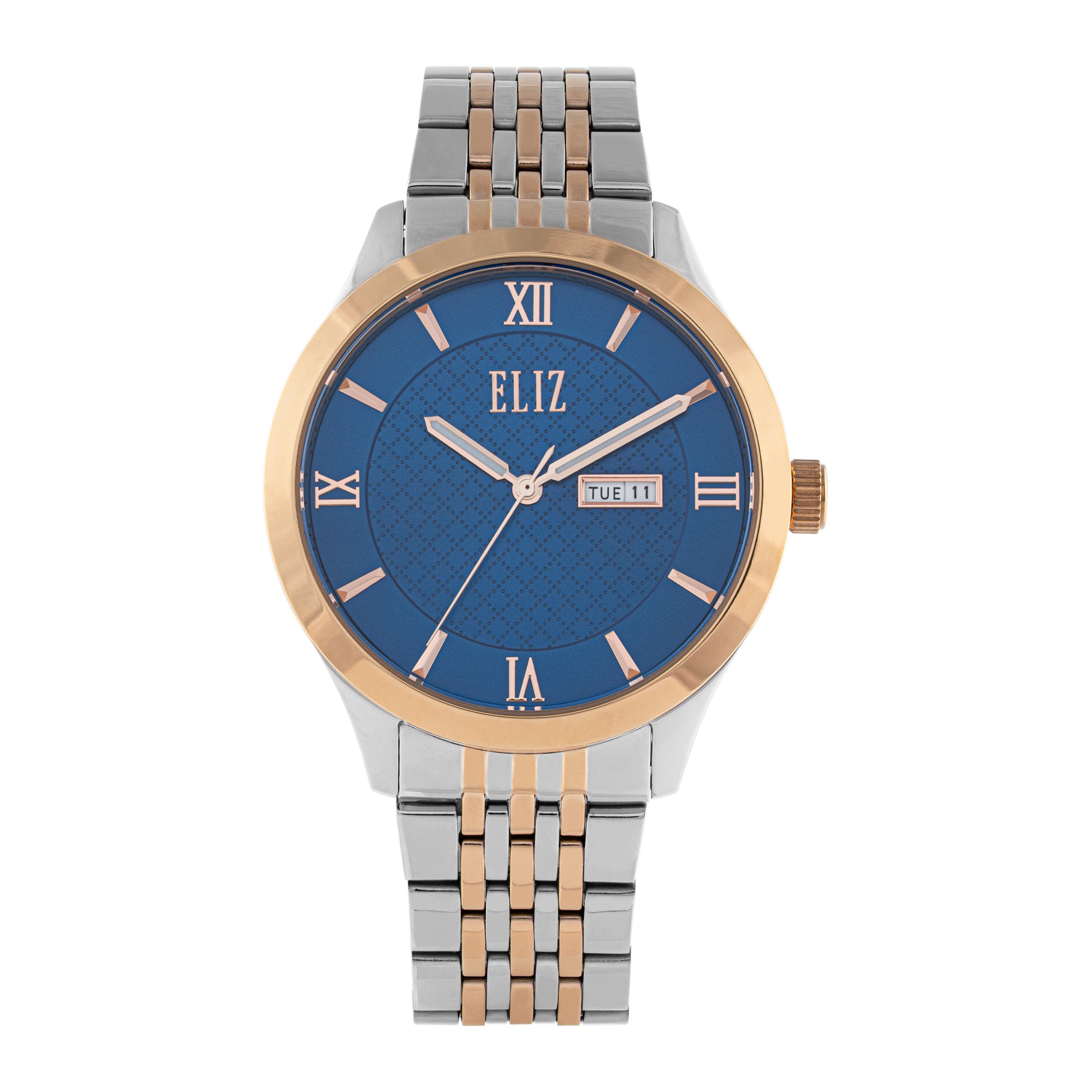 ELIZ ES8941G2UBU SS CASE & BAND DAY-DATE MEN'S WATCH