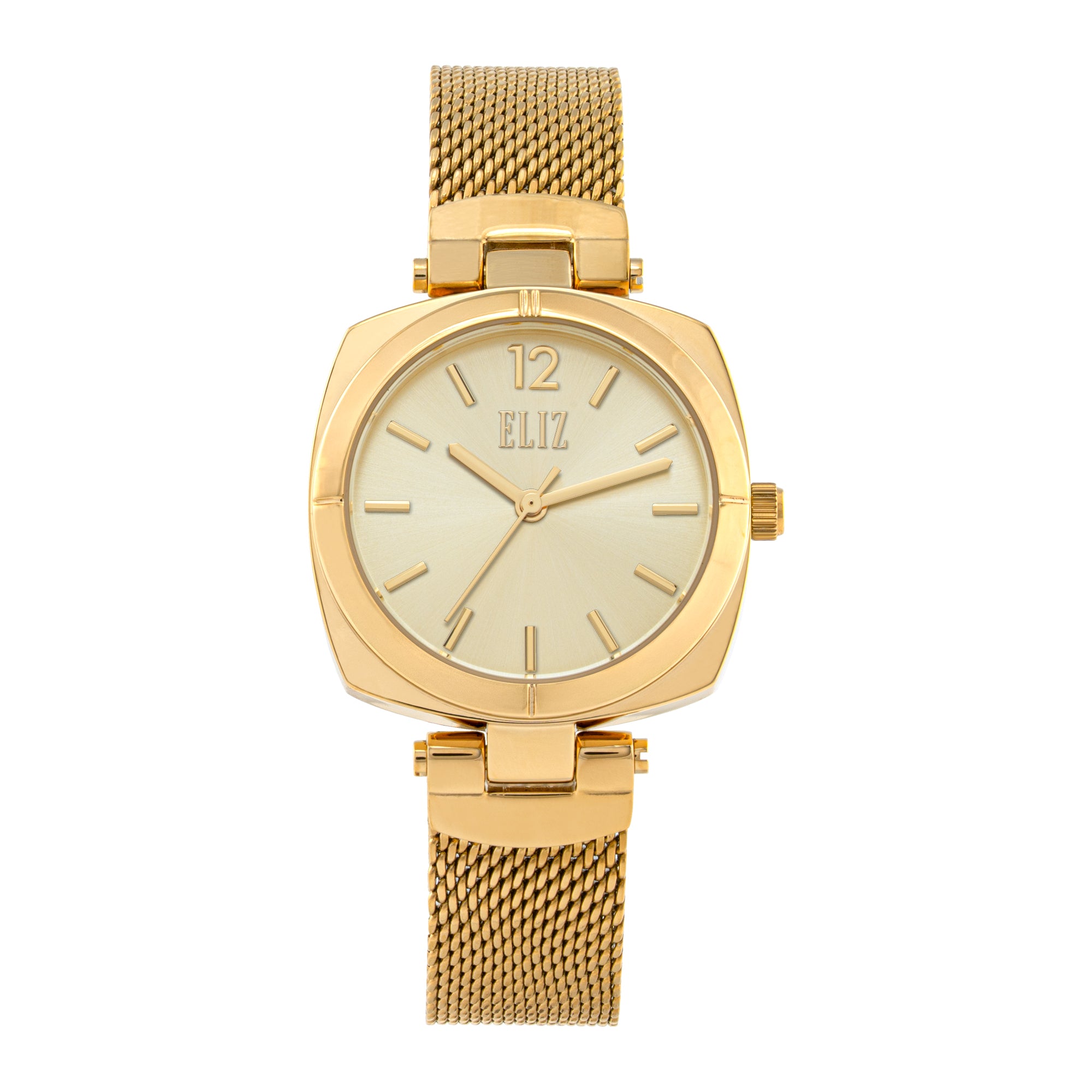 ELIZ ES8947L2GCG SS Case & Mesh Strap Three-hands Women's Watch