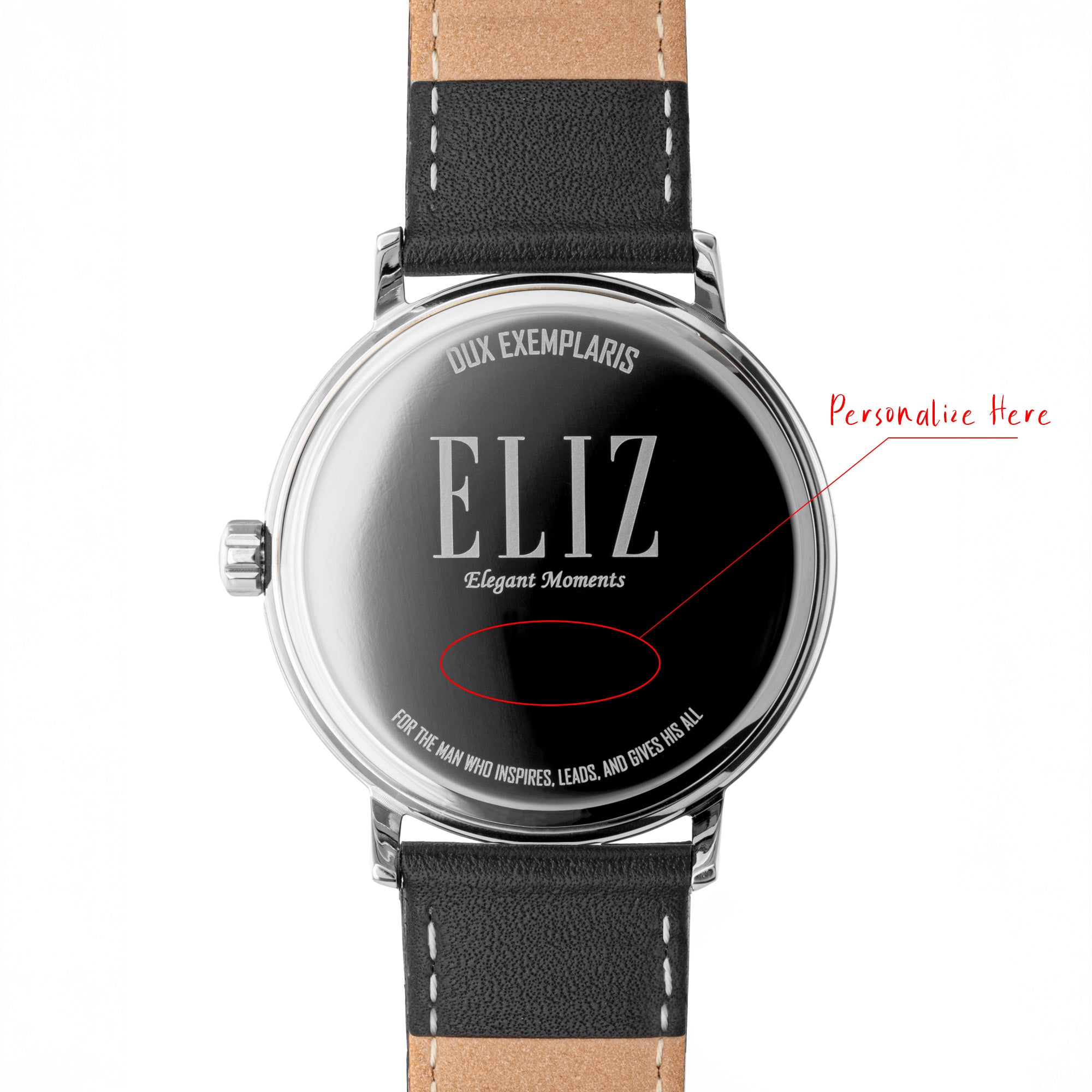 ELIZ ES8950G1SNN SS Case & Leather Strap Date Men's Watch