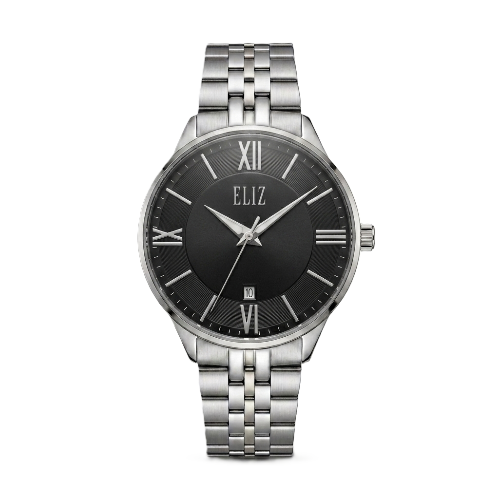 ELIZ ES8970G2SNS SS Case & Band Calendar Men's Watch