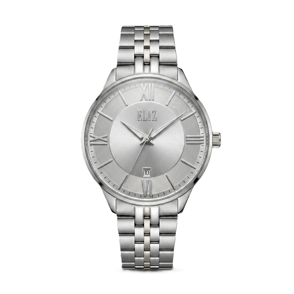 ELIZ ES8970G2SSS SS Case & Band Calendar Men's Watch